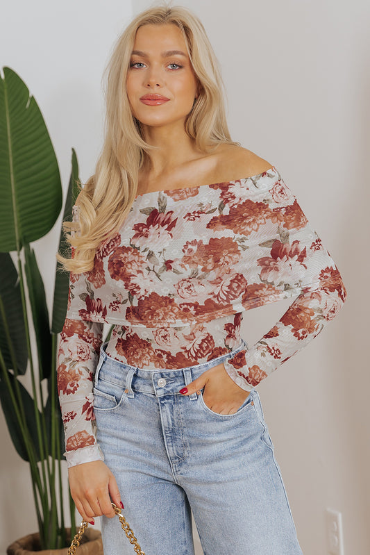Pink Floral Printed Long Sleeve Sheath Bodysuit - Premium Tops/Bodysuits from Ashes 2 Wildflowers Boutique, LLC- Just $26.75! Shop now at Ashes 2 Wildflowers Boutique, LLC