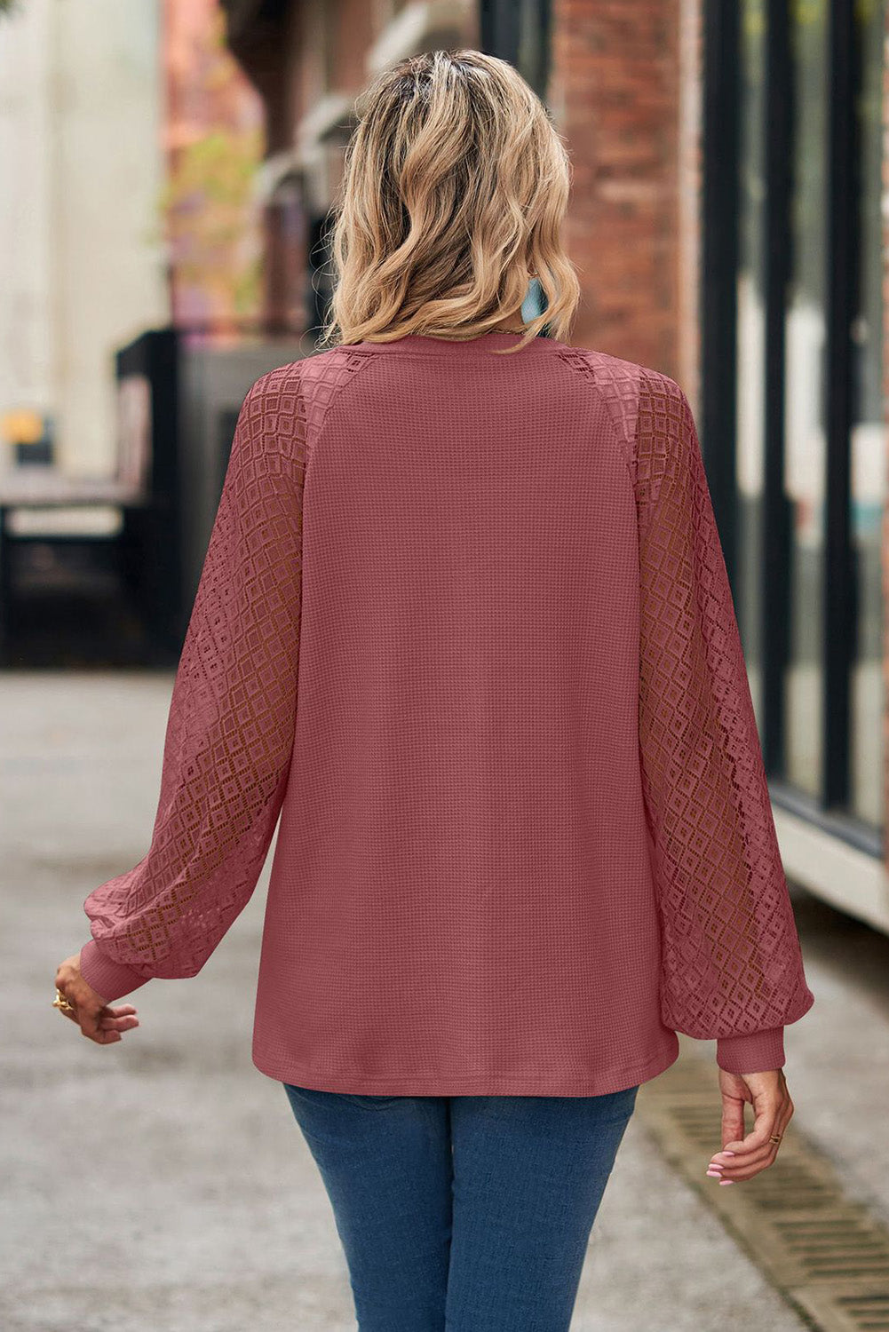 Waffled Knit Lace Long Sleeve Buttoned Cardigan - Premium Tops from Momma Done Gone Crafty- Just $45.30! Shop now at Momma Done Gone Crafty