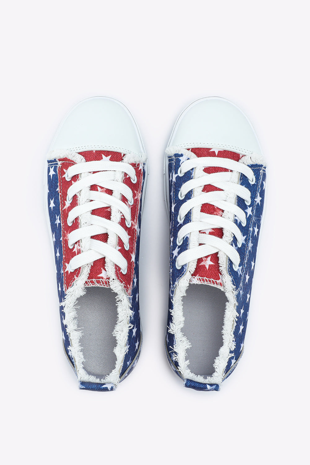 Multicolor American Flag Stars Printed Frayed Detail Lace-up Shoes - Premium Shoes & Bags/Women's Shoes from Ashes 2 Wildflowers Boutique, LLC- Just $19.95! Shop now at Ashes 2 Wildflowers Boutique, LLC