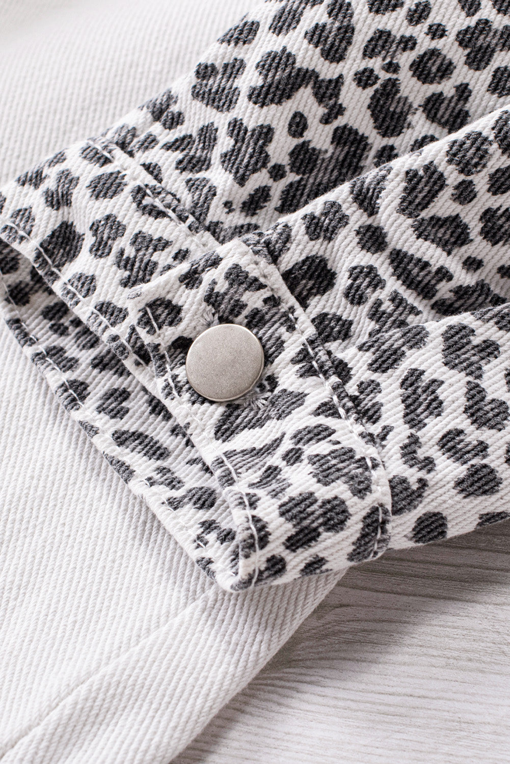 White Contrast Leopard Denim Jacket - Premium Outerwear/Denim jackets from Momma Done Gone Crafty- Just $55! Shop now at Momma Done Gone Crafty
