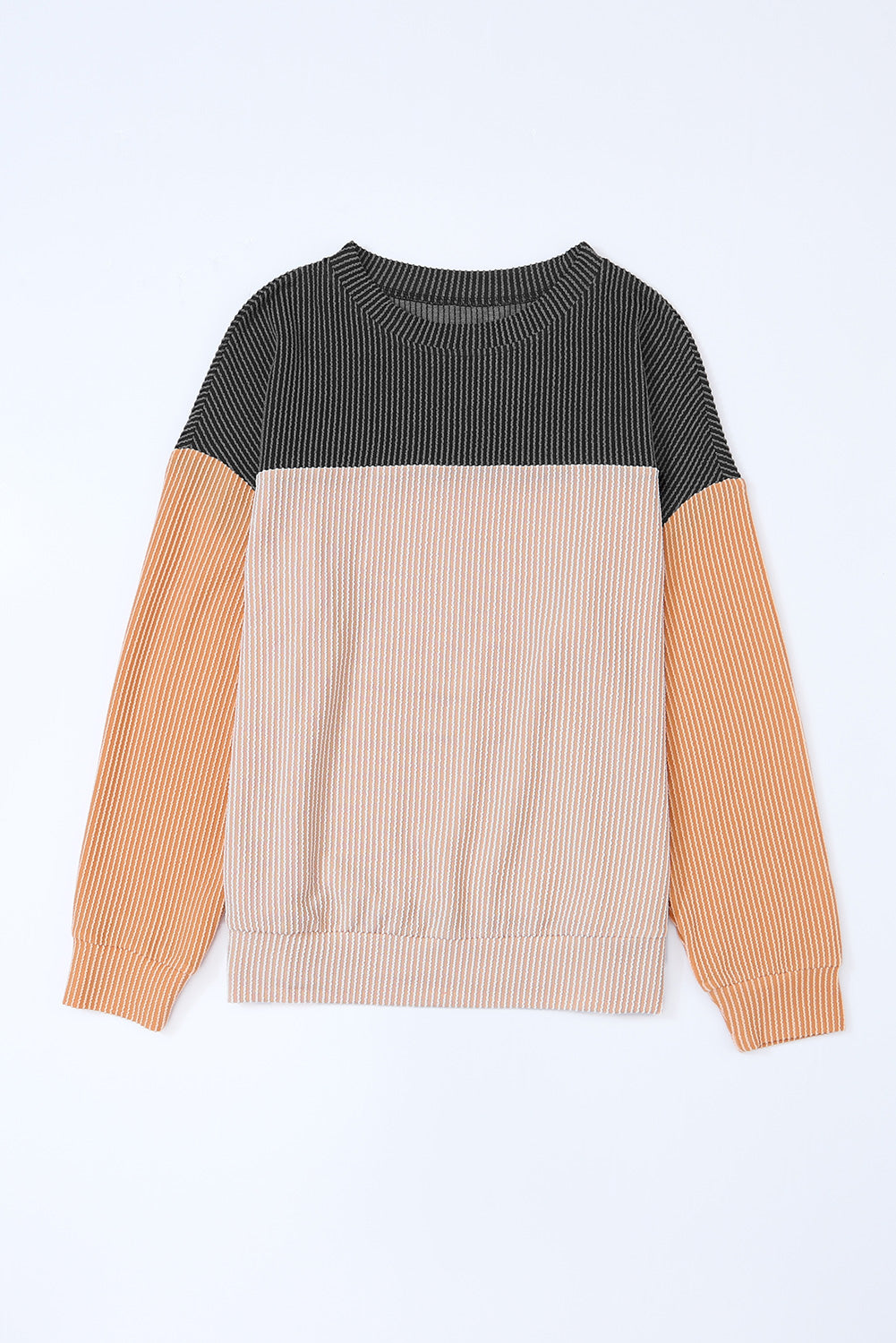 Black Color Block Long Sleeve Ribbed Loose Top - Premium Tops from Momma Done Gone Crafty- Just $37.80! Shop now at Momma Done Gone Crafty