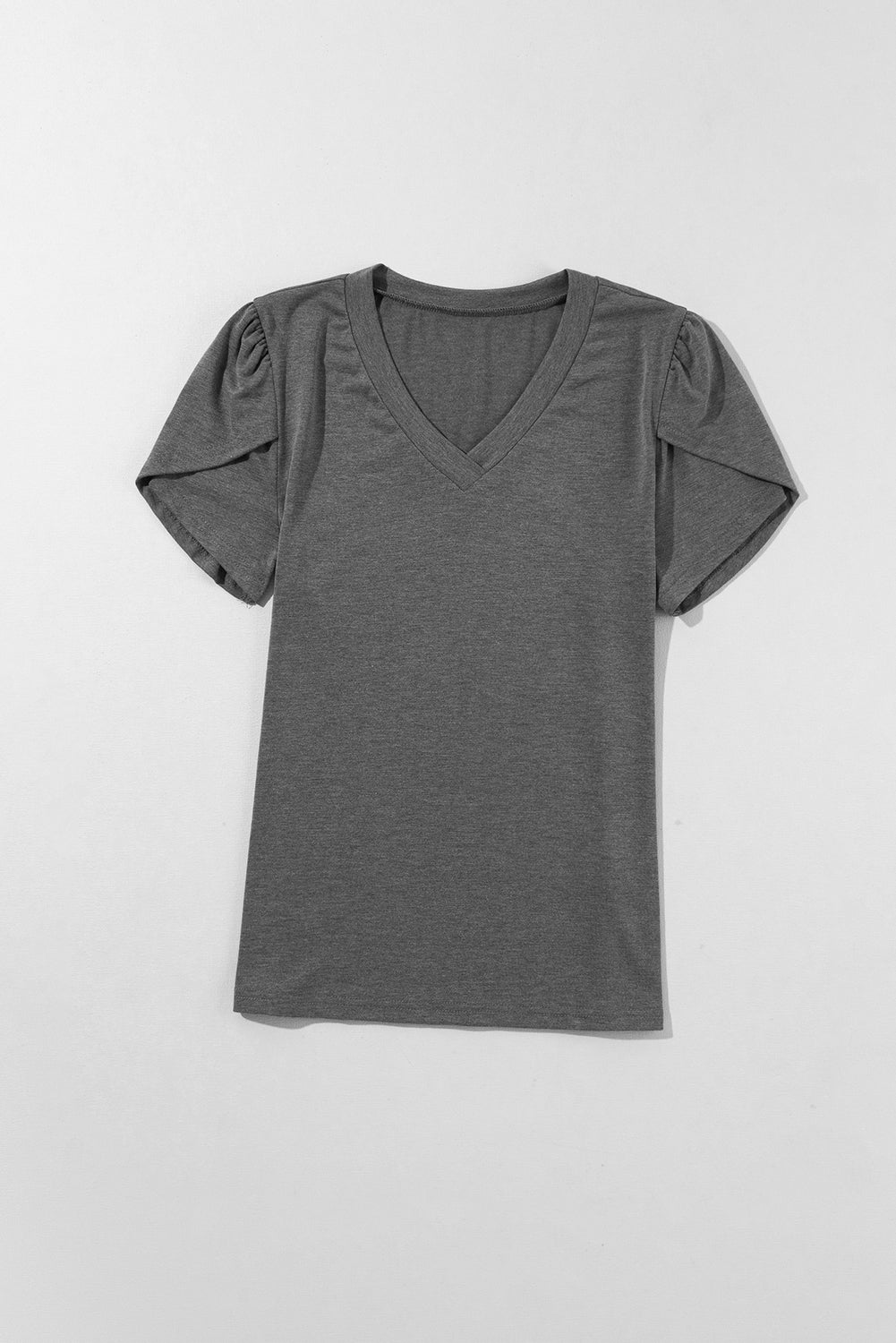 Carbon Grey Fashion Petal Sleeve V Neck T Shirt - Premium Tops/Tops & Tees from Momma Done Gone Crafty- Just $16.99! Shop now at Momma Done Gone Crafty