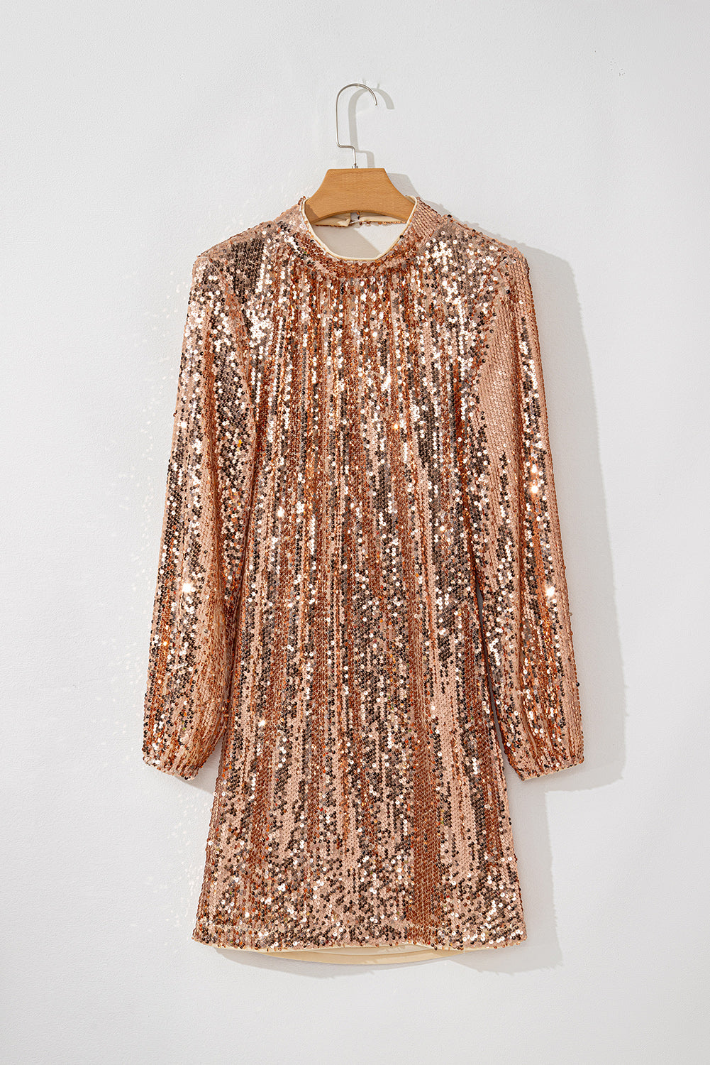 Gold Sequined Long Sleeve Cutout Back Mini Dress - Premium Dresses/Sequin Dresses from Momma Done Gone Crafty- Just $35.10! Shop now at Momma Done Gone Crafty