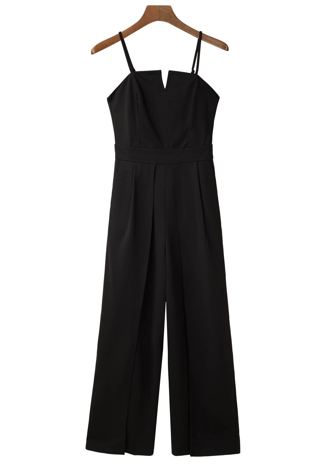 Black Spaghetti Straps Slit Leg Jumpsuit with Pockets - Premium Bottoms from Momma Done Gone Crafty- Just $47.94! Shop now at Momma Done Gone Crafty