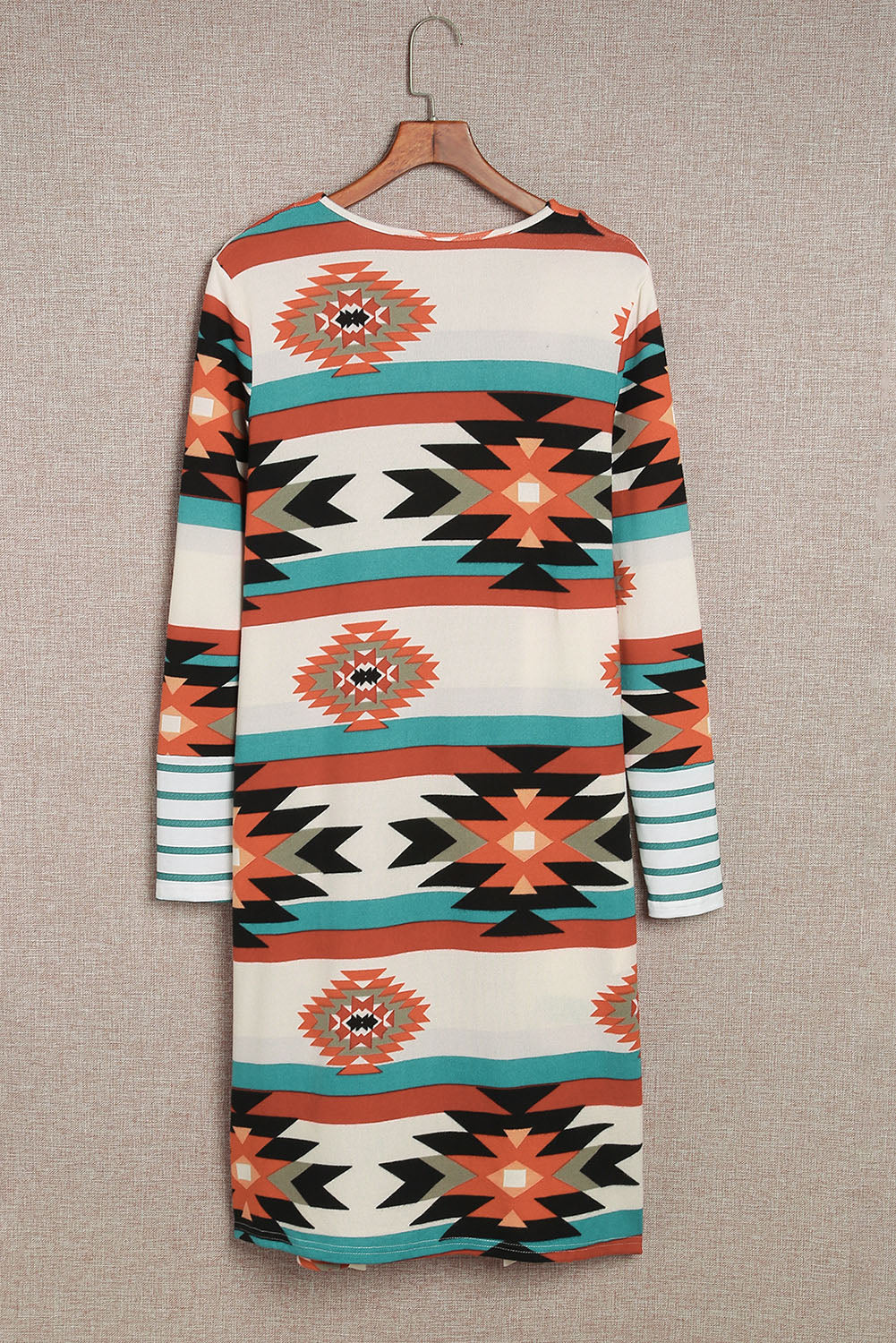 Multicolor Geometric Color Block Open Front Long Cardigan - Premium Tops from Momma Done Gone Crafty- Just $32.94! Shop now at Momma Done Gone Crafty