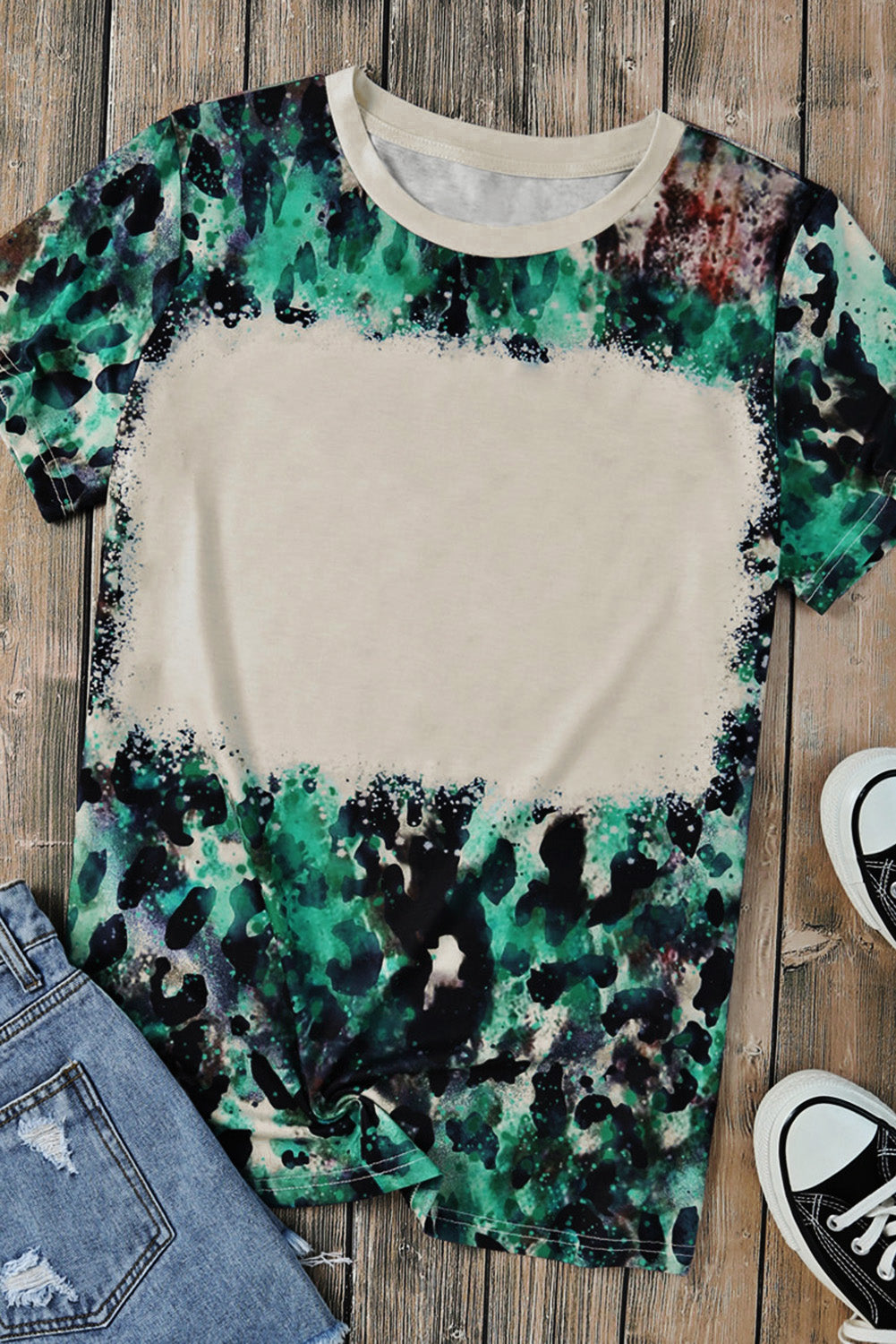 Blank Graphic Leopard Dyed Print T Shirt - Premium Tops/Tops & Tees from Momma Done Gone Crafty- Just $18.99! Shop now at Momma Done Gone Crafty