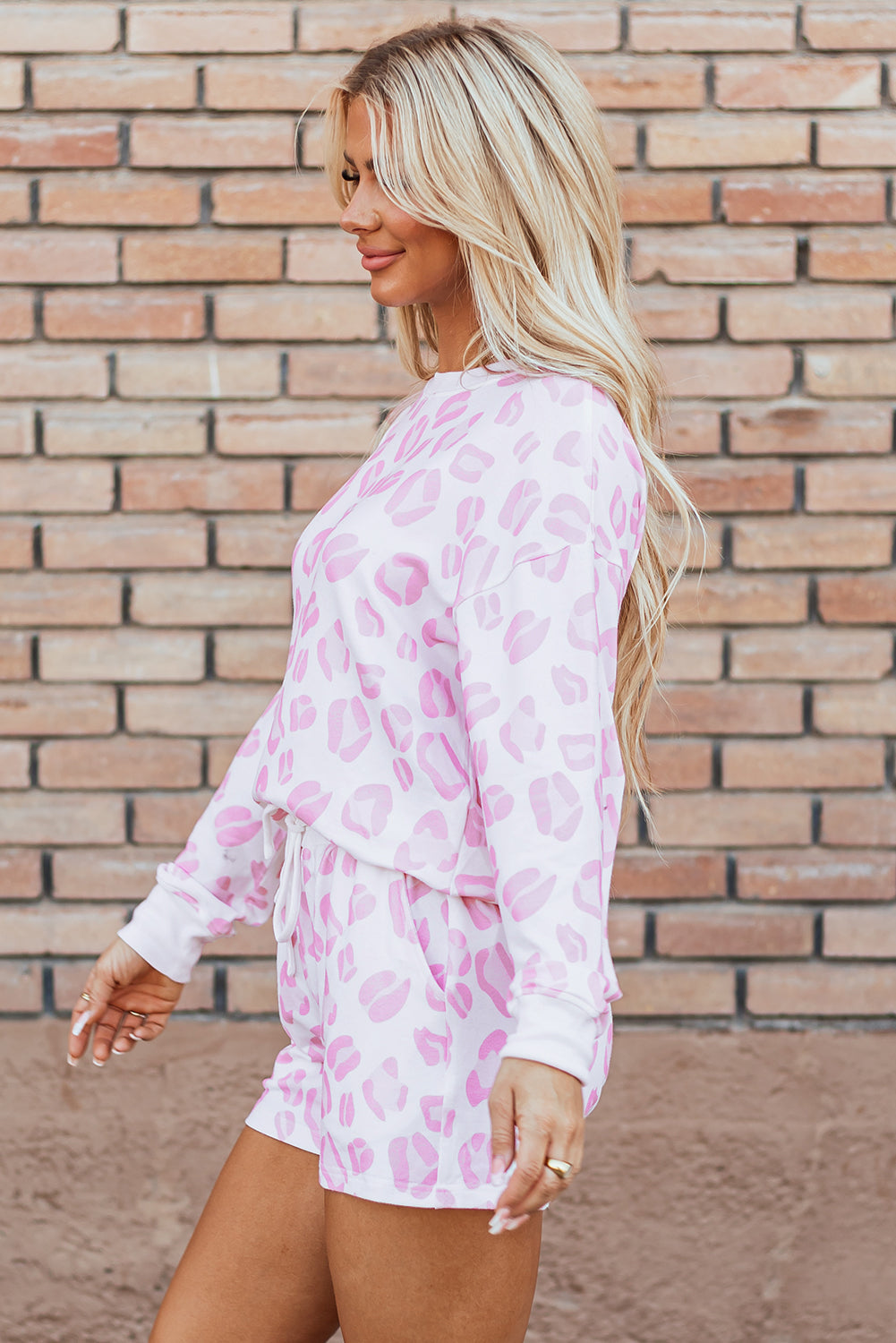 Pink Leopard Animal Print Pullover and Shorts Loungewear - Premium Loungewear & Sleepwear/Loungewear from Ashes 2 Wildflowers Boutique, LLC- Just $32.53! Shop now at Ashes 2 Wildflowers Boutique, LLC