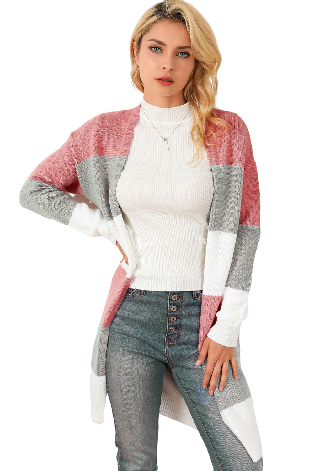 Green Colorblock Stripe Open-Front Cardigan - Premium Tops from Momma Done Gone Crafty- Just $48.06! Shop now at Momma Done Gone Crafty