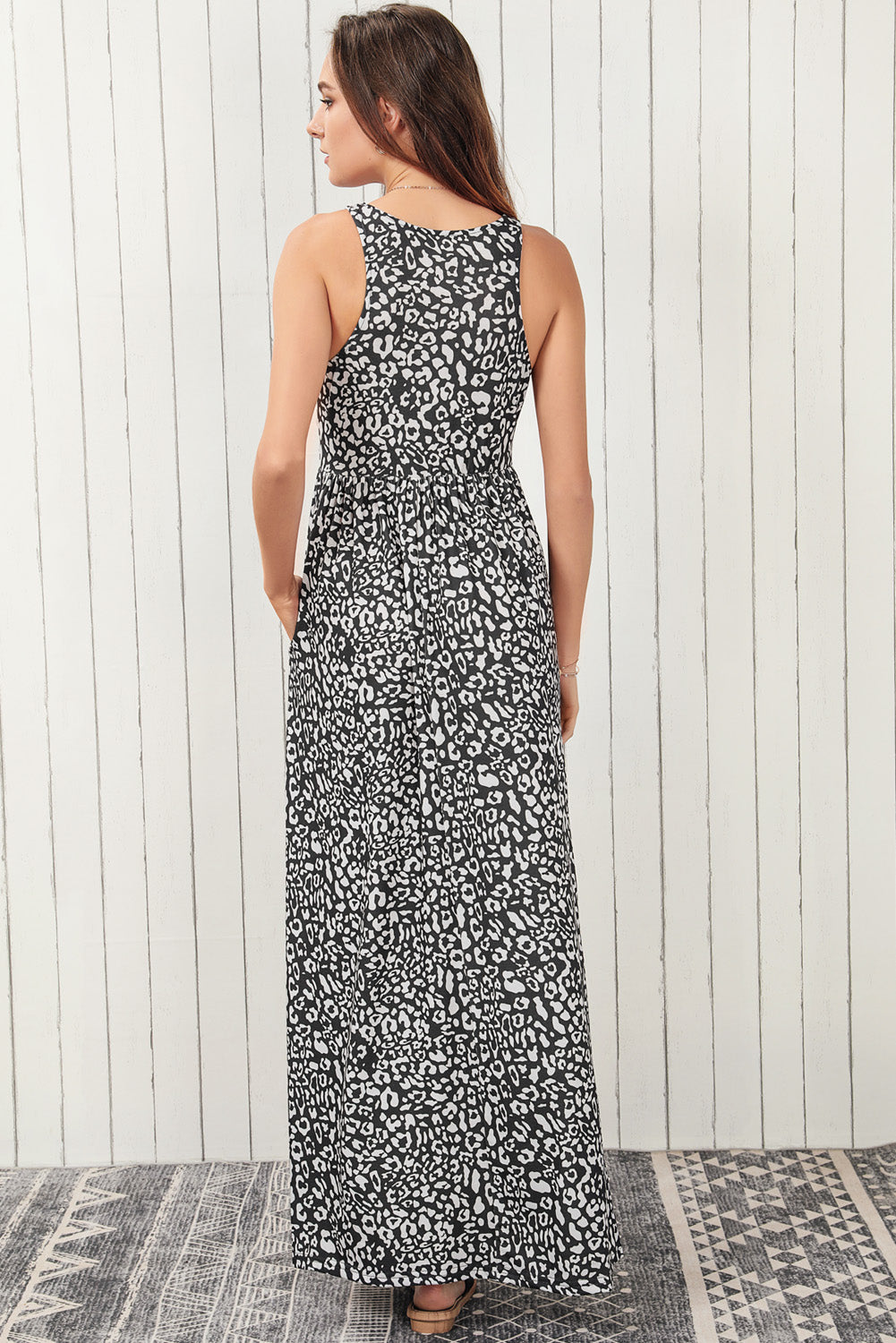 Gray Leopard Print Pocketed Sleeveless Maxi Dress - Premium Dresses/Maxi Dresses from Ashes 2 Wildflowers Boutique, LLC- Just $19.80! Shop now at Ashes 2 Wildflowers Boutique, LLC