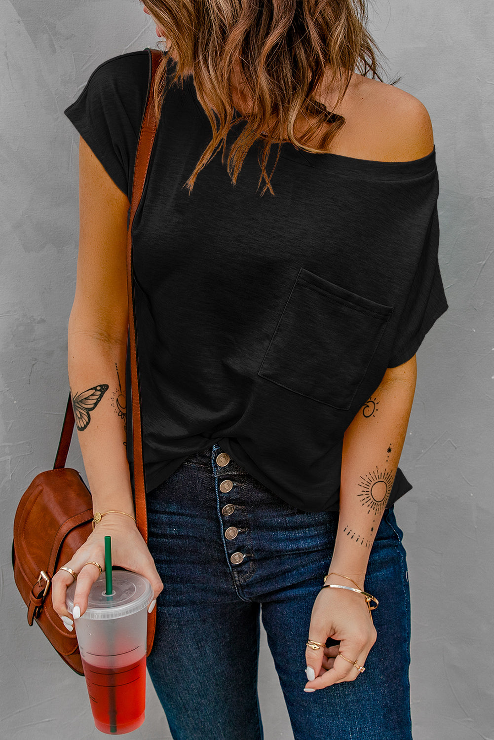 Black Pocketed Tee with Side Slits - Premium Tops from Momma Done Gone Crafty- Just $61.20! Shop now at Momma Done Gone Crafty