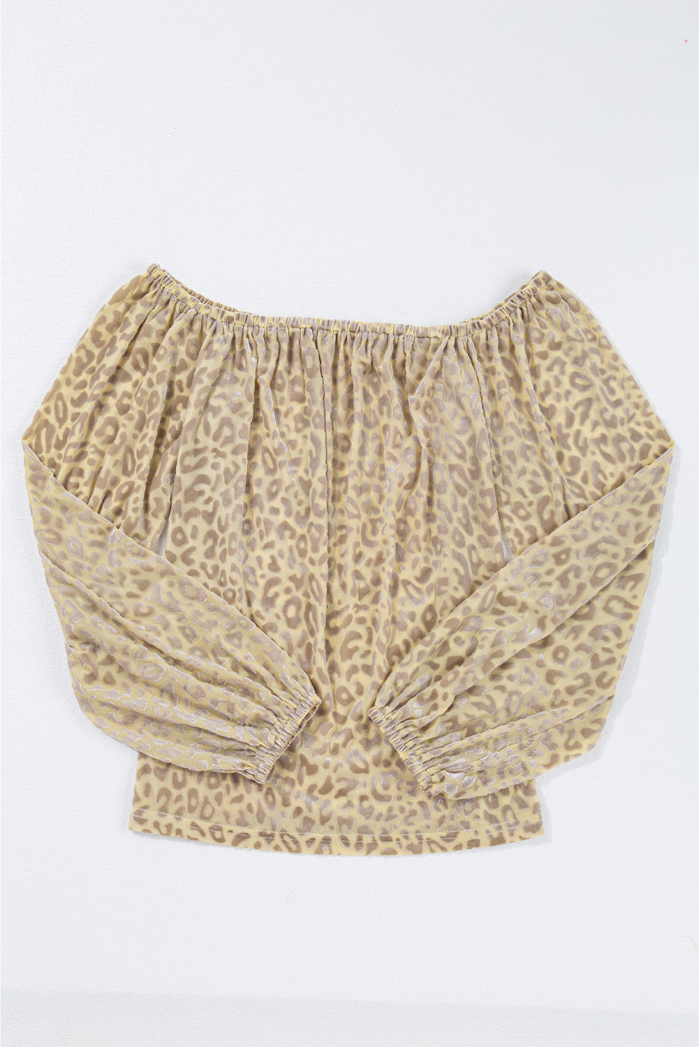 Beige Leopard Velvet Burnout Off Shoulder Long Sleeve Blouse - Premium Tops/Blouses & Shirts from Ashes 2 Wildflowers Boutique, LLC- Just $30.35! Shop now at Ashes 2 Wildflowers Boutique, LLC
