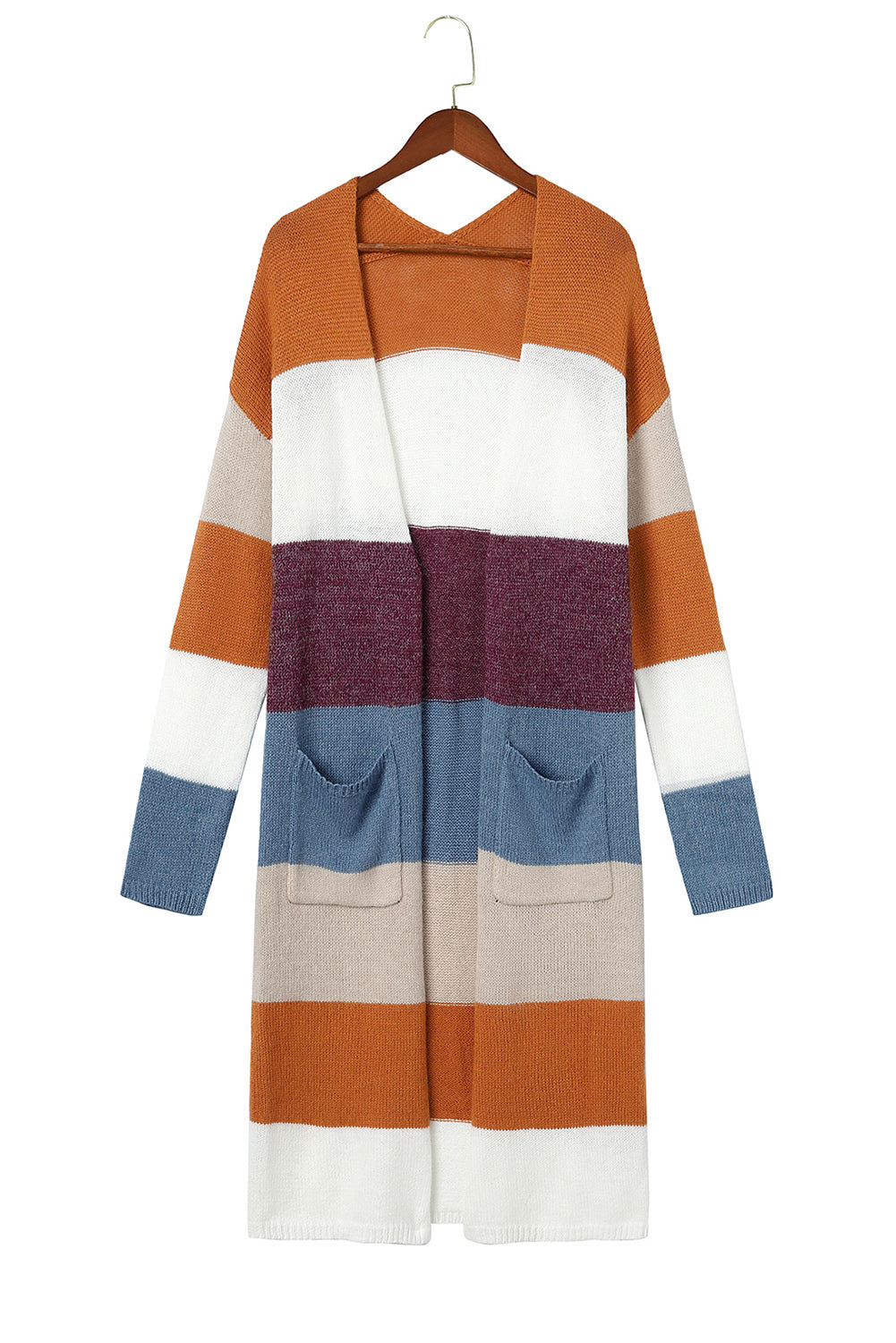 Multicolor Colorblock Open Front Long Knit Cardigan - Premium Tops from Momma Done Gone Crafty- Just $57.90! Shop now at Momma Done Gone Crafty