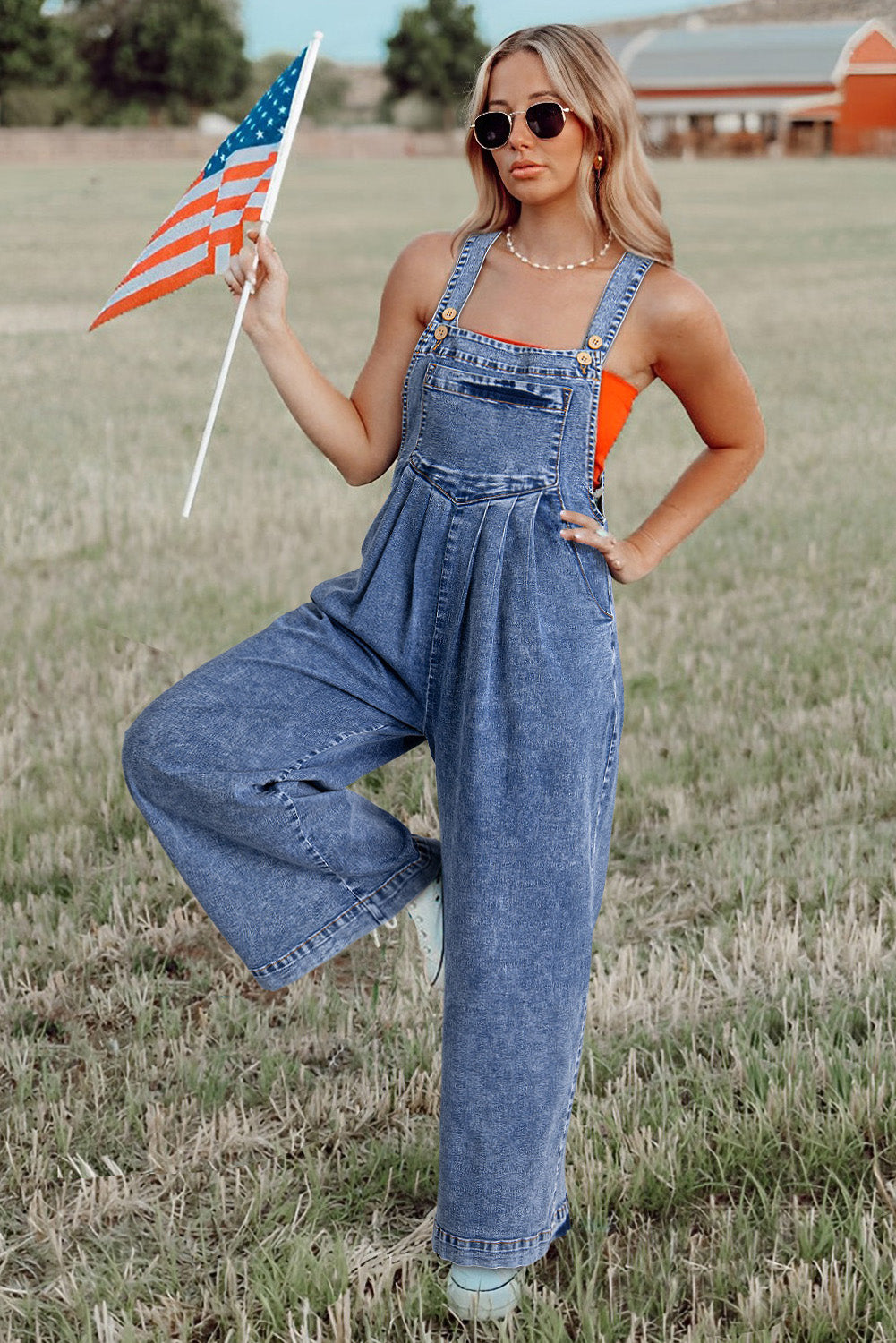 Light Blue Mineral Wash Buttoned Straps Wide Leg Denim Overalls - Premium Bottoms/Jumpsuits & Rompers from Ashes 2 Wildflowers Boutique, LLC- Just $47.10! Shop now at Ashes 2 Wildflowers Boutique, LLC