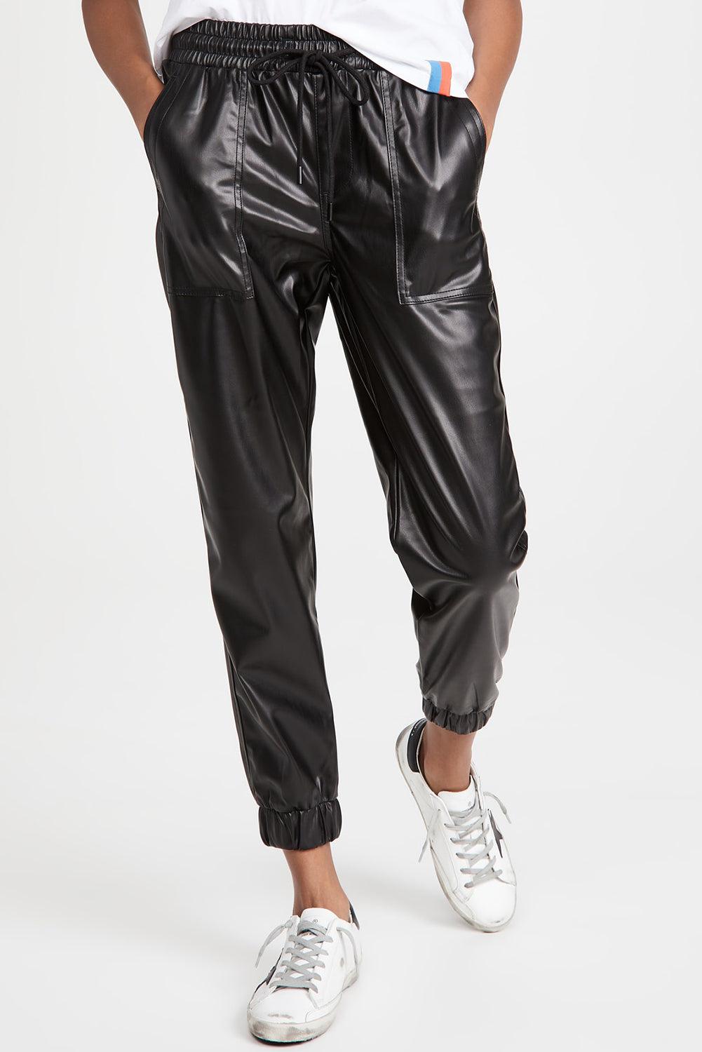 Black Faux Leather Ankle Smocked Waist Drawstring Joggers - Premium Bottoms/Pants & Culotte from Momma Done Gone Crafty- Just $25.65! Shop now at Momma Done Gone Crafty