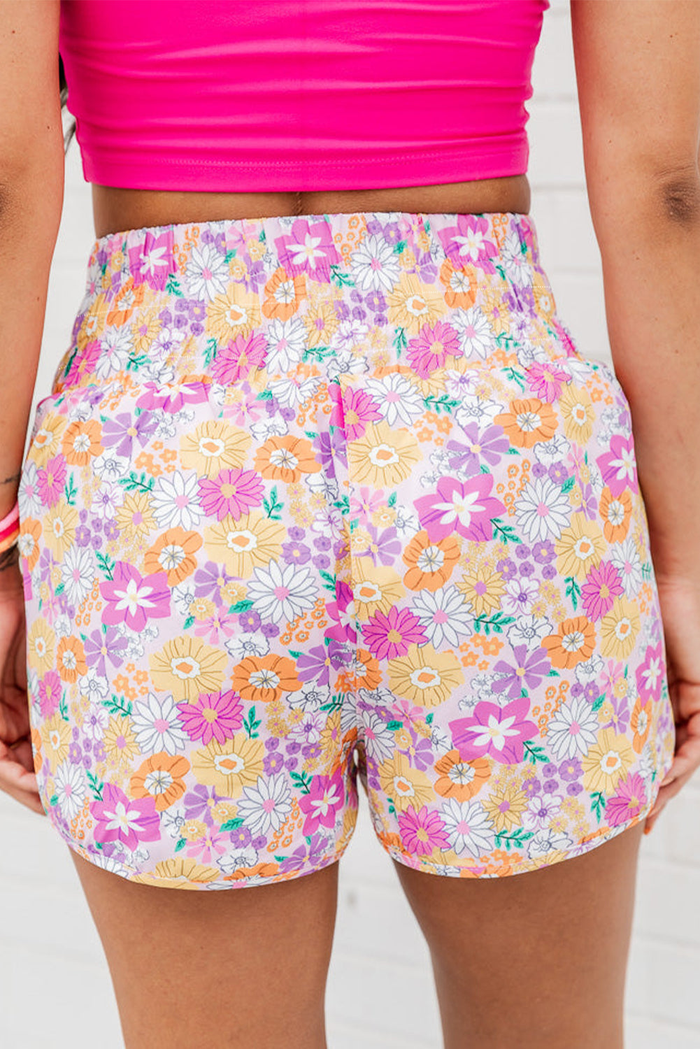 Pink Boho Floral Shirred High Waist Casual Shorts - Premium Bottoms/Casual Shorts from Ashes 2 Wildflowers Boutique, LLC- Just $26.59! Shop now at Ashes 2 Wildflowers Boutique, LLC