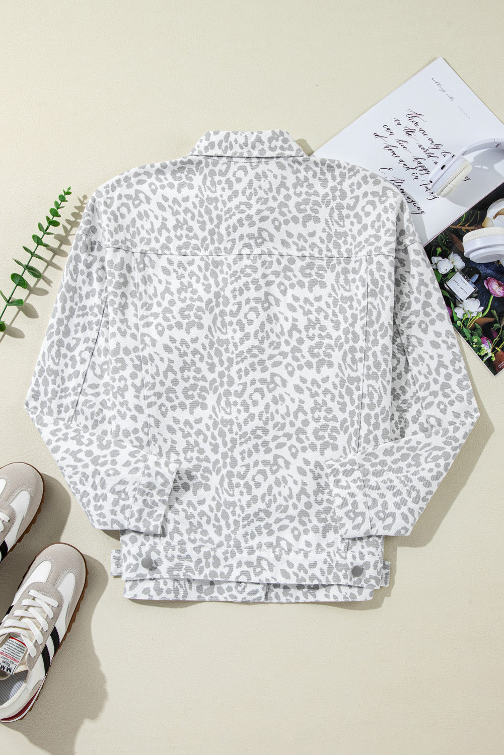White Leopard Printed Flap Pocket Denim Jacket - Premium Outerwear/Denim jackets from Momma Done Gone Crafty- Just $62.99! Shop now at Momma Done Gone Crafty