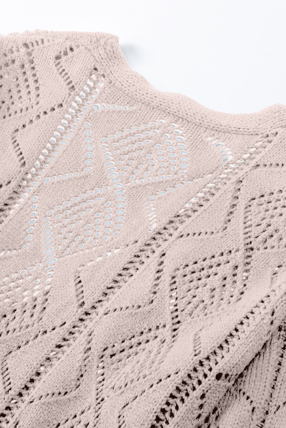 Khaki Hollow-out Openwork Knit Cardigan - Premium Tops from Momma Done Gone Crafty- Just $49.99! Shop now at Momma Done Gone Crafty