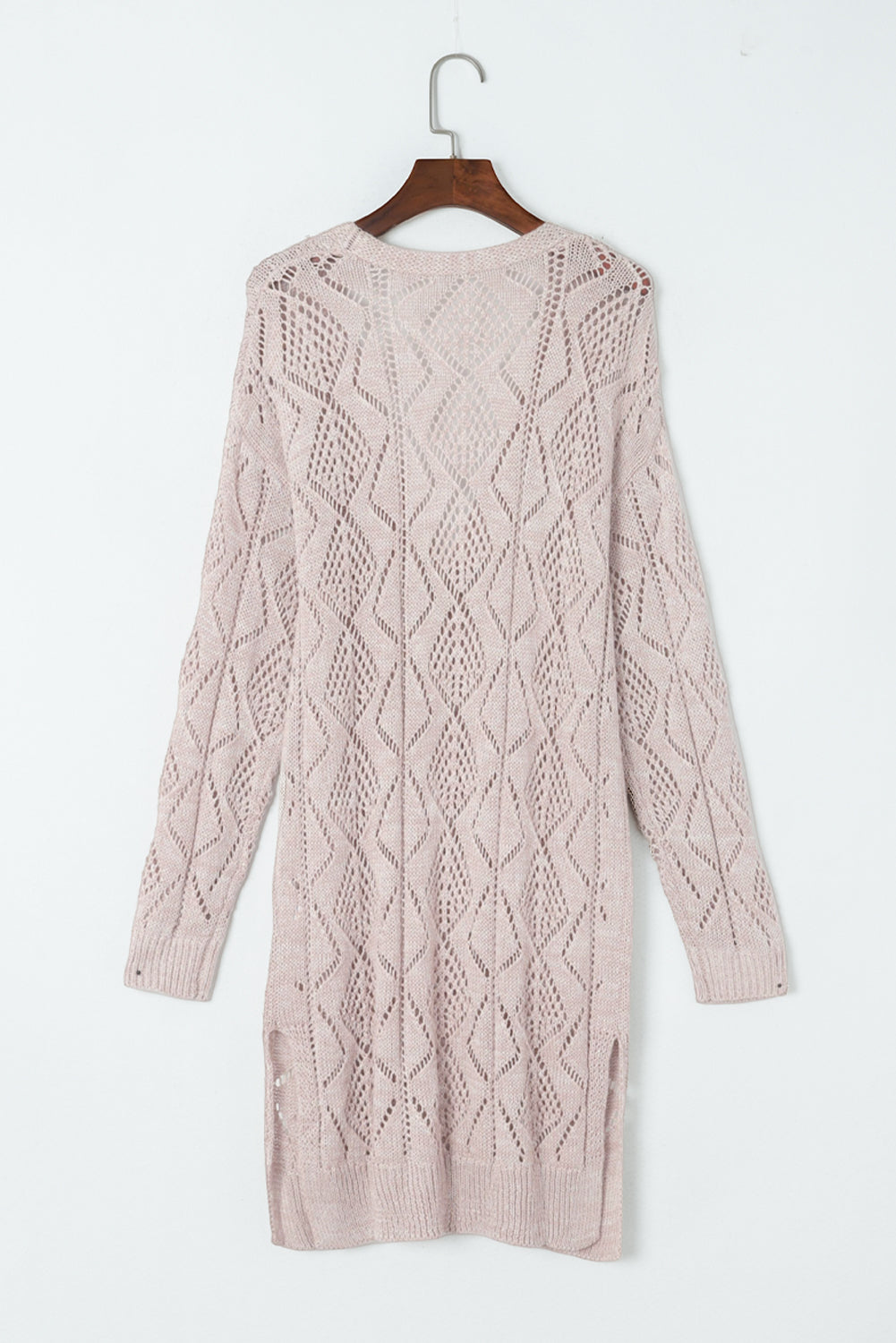 Khaki Hollow-out Openwork Knit Cardigan - Premium Tops from Momma Done Gone Crafty- Just $49.99! Shop now at Momma Done Gone Crafty