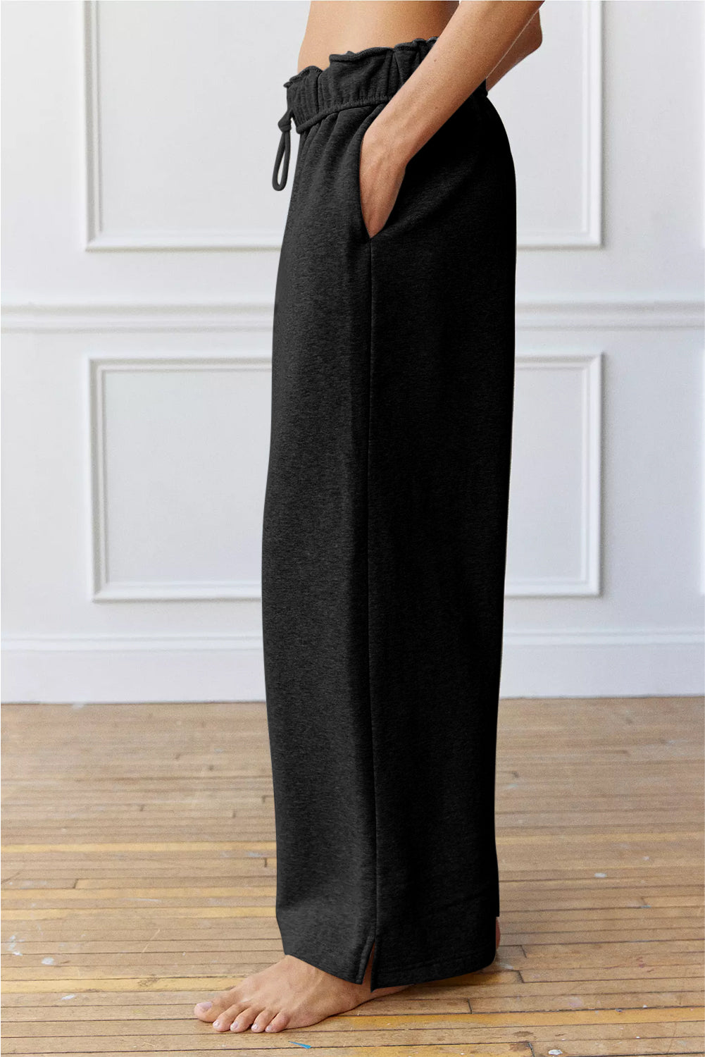Black Elastic High Waist Drawstring Sweatpants - Premium Activewear/Yoga Pants from Ashes 2 Wildflowers Boutique, LLC- Just $29.55! Shop now at Ashes 2 Wildflowers Boutique, LLC