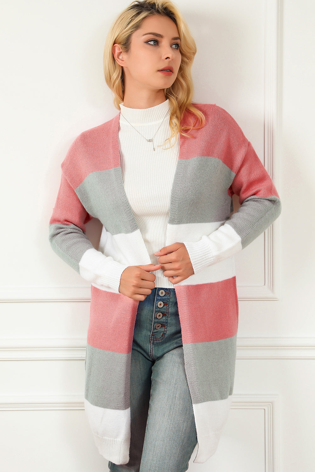 Green Colorblock Stripe Open-Front Cardigan - Premium Tops from Momma Done Gone Crafty- Just $48.06! Shop now at Momma Done Gone Crafty