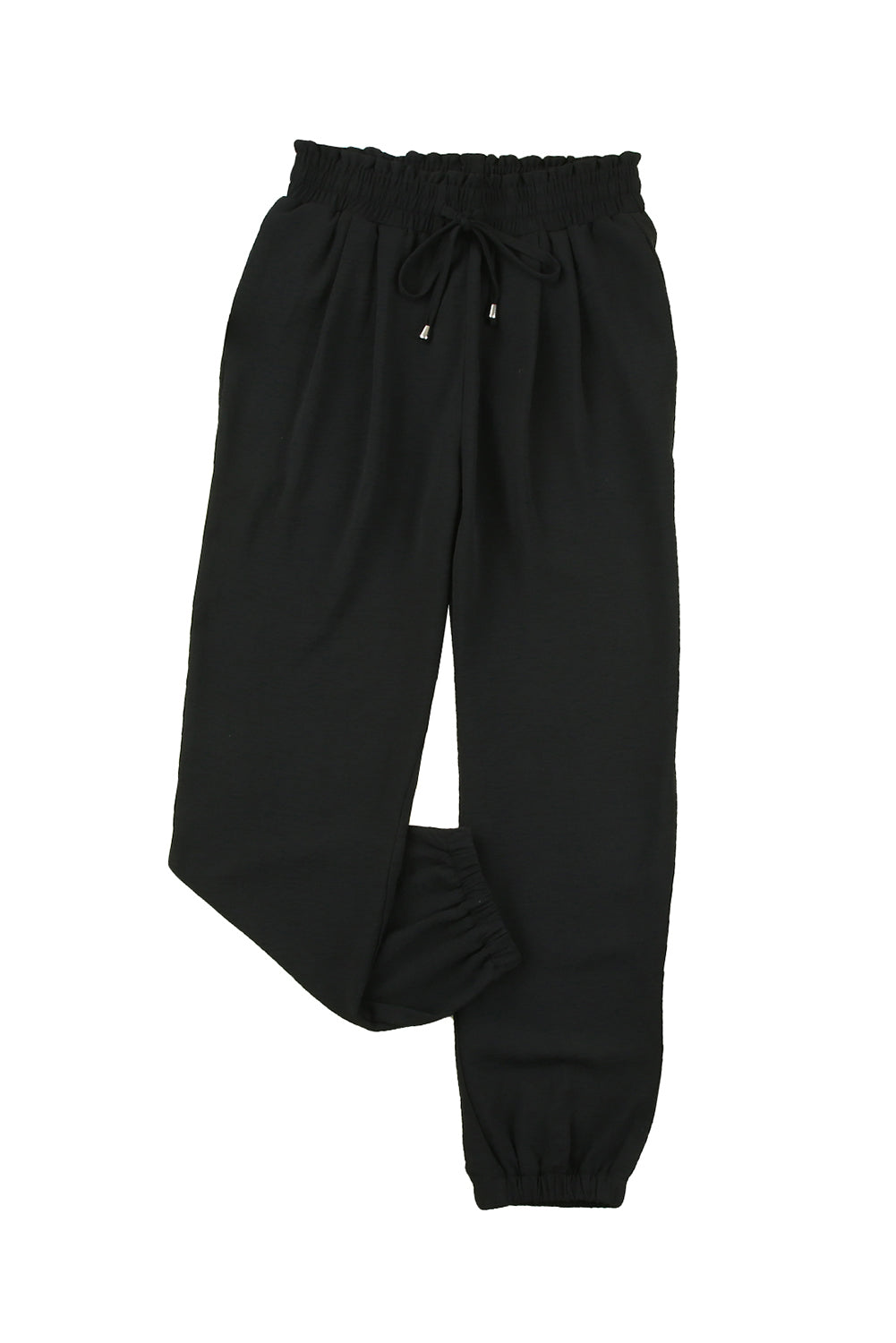 Black Solid Color Drawstring Smocked Waist Joggers - Premium Bottoms from Momma Done Gone Crafty- Just $47.40! Shop now at Momma Done Gone Crafty