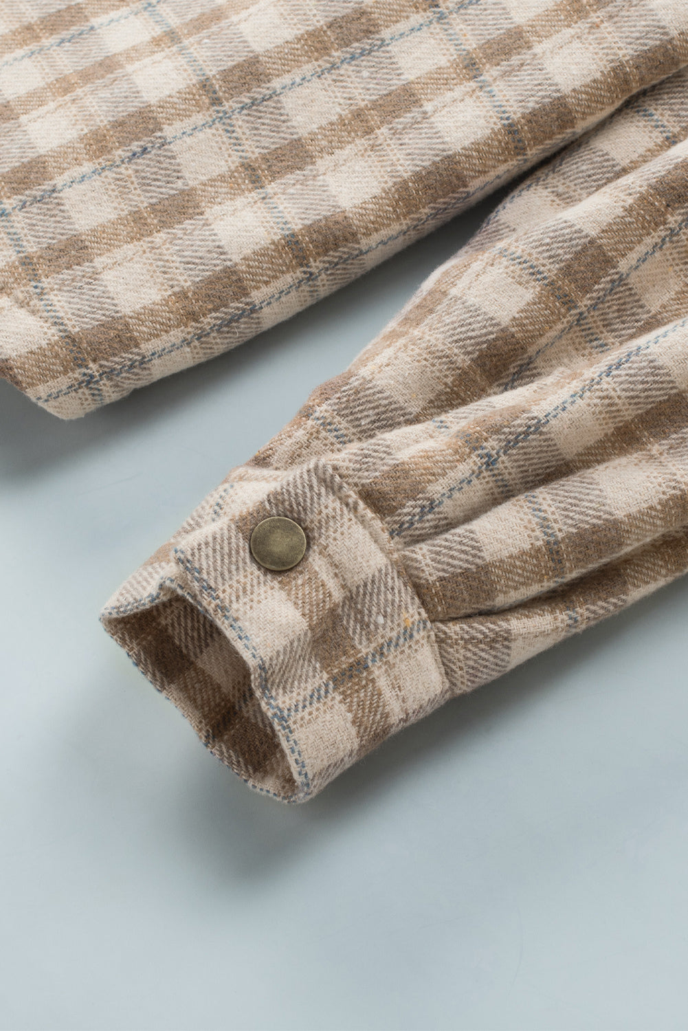 Khaki Plaid Pattern Sherpa Lined Hooded Shacket - Premium Outerwear from Momma Done Gone Crafty- Just $59.94! Shop now at Momma Done Gone Crafty