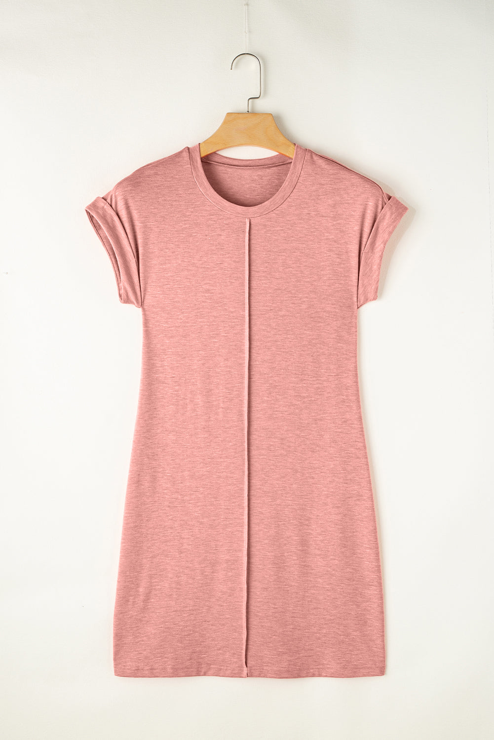 Rose Pink Center Seam Rolled Cuffs T-shirt Dress - Premium Dresses/T Shirt Dresses from Ashes 2 Wildflowers Boutique, LLC- Just $13.95! Shop now at Ashes 2 Wildflowers Boutique, LLC