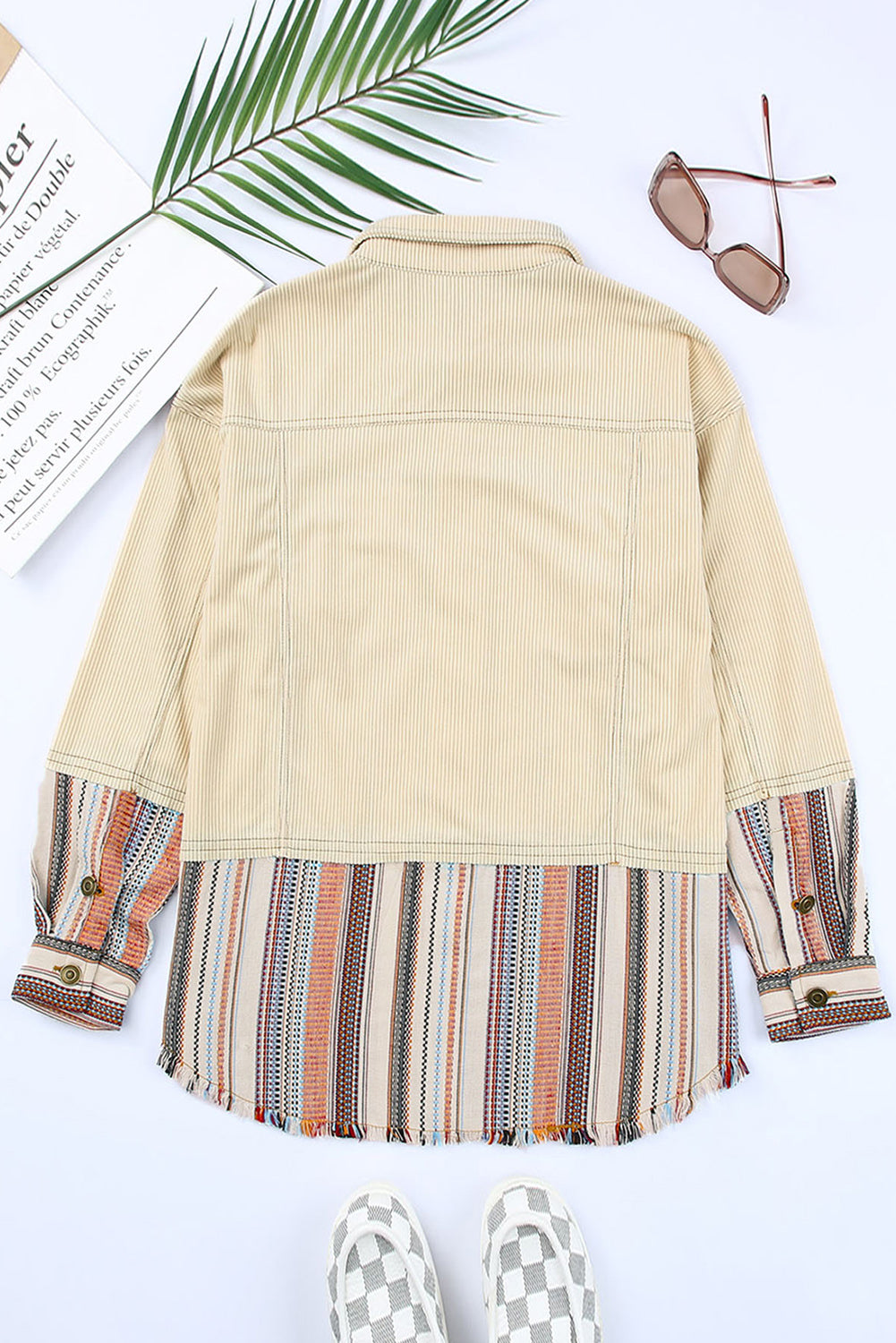 Button Up Pockets Striped Color Block Corduroy Jacket - Premium Outerwear from Momma Done Gone Crafty- Just $56.94! Shop now at Momma Done Gone Crafty