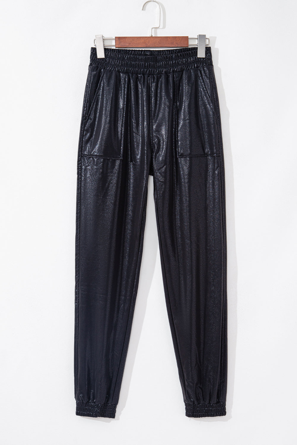 Black Elastic Waist Pocketed Pebble Joggers - Premium Bottoms/Pants & Culotte from Momma Done Gone Crafty- Just $29.67! Shop now at Momma Done Gone Crafty