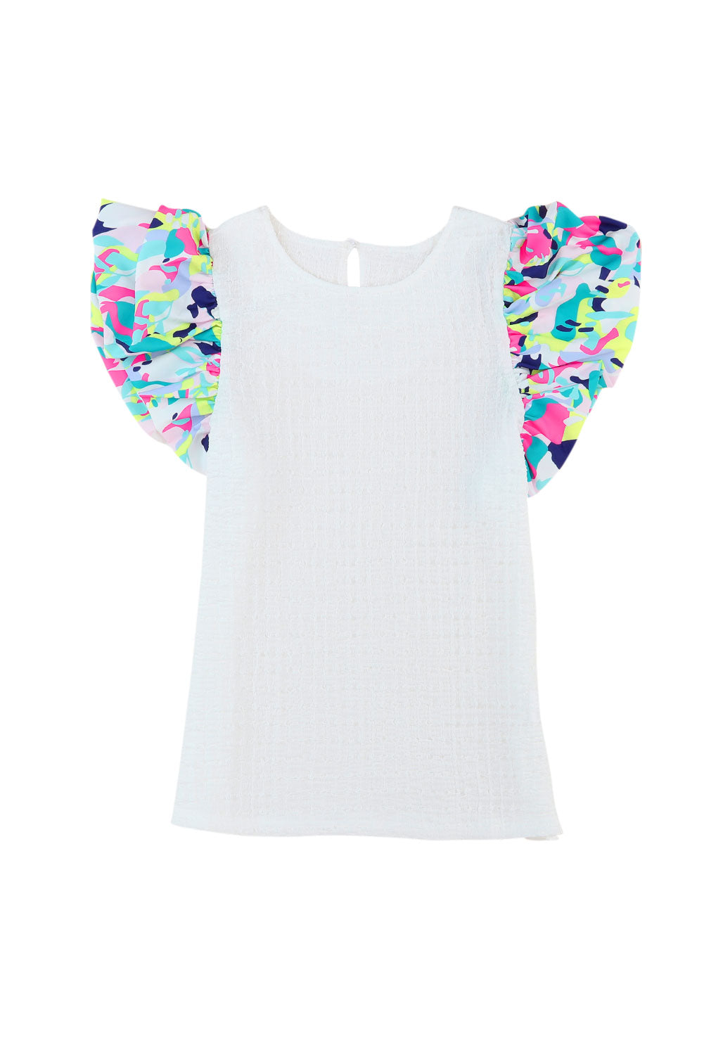 White Voluminous Printed Puff Sleeve Textured Top - Premium Tops from Momma Done Gone Crafty- Just $18.00! Shop now at Momma Done Gone Crafty