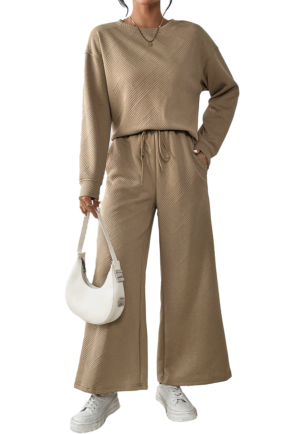 Khaki Ultra Loose Textured 2pcs Slouchy Outfit - Premium Loungewear from Momma Done Gone Crafty- Just $62.99! Shop now at Momma Done Gone Crafty