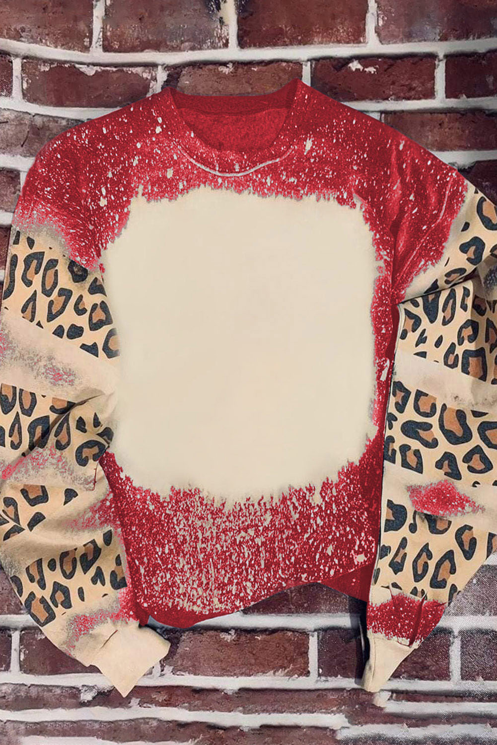 Red Tie Dye Leopard Drop Shoulder Sweatshirt - Premium Tops from Momma Done Gone Crafty- Just $33.60! Shop now at Momma Done Gone Crafty