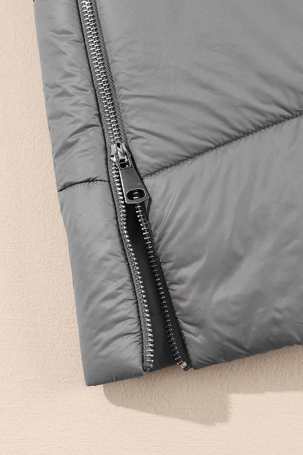 Dark Grey Hooded Long Quilted Vest Coat - Premium Outerwear from Momma Done Gone Crafty- Just $78.99! Shop now at Momma Done Gone Crafty