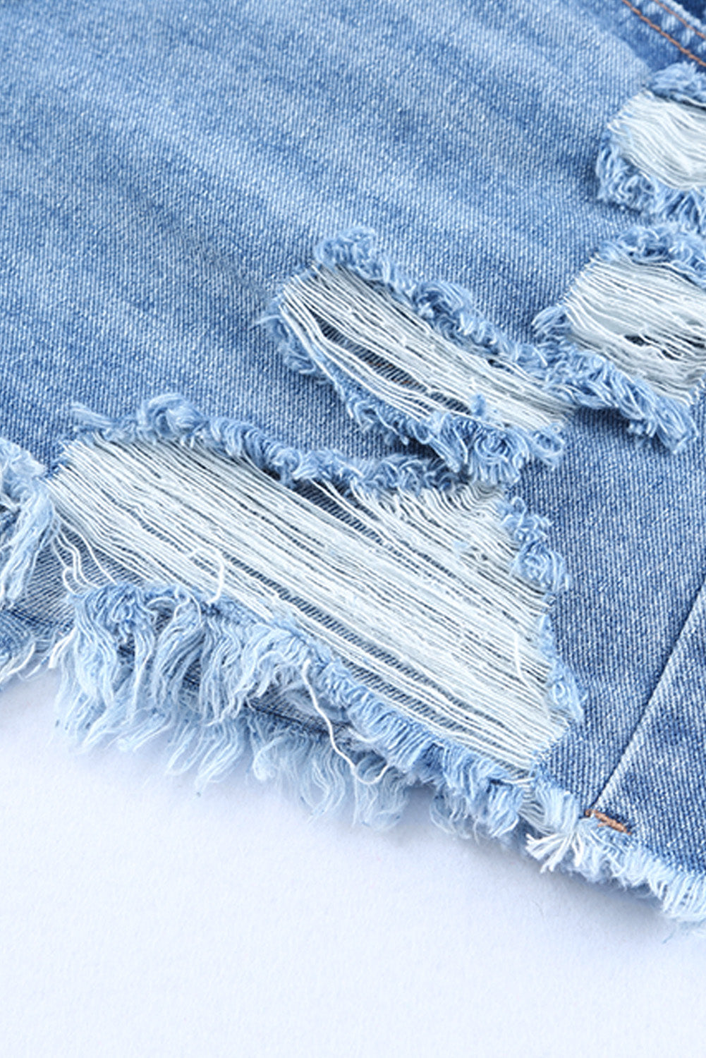 Sky Blue High Rise Crossover Waist Denim Shorts - Premium Bottoms from Ashes 2 Wildflowers Boutique, LLC- Just $34.99! Shop now at Ashes 2 Wildflowers Boutique, LLC