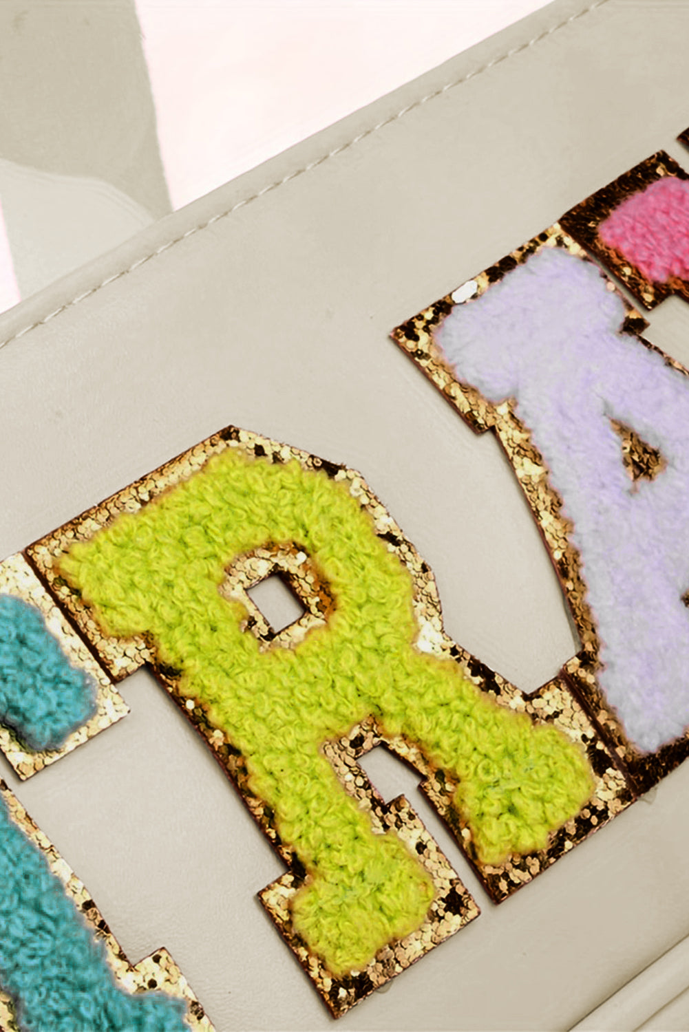 Parchment TRAVEL Chenille Letter Clear PVC Makeup Bag - Premium Shoes & Bags/Makeup Bags from Momma Done Gone Crafty- Just $13.98! Shop now at Momma Done Gone Crafty