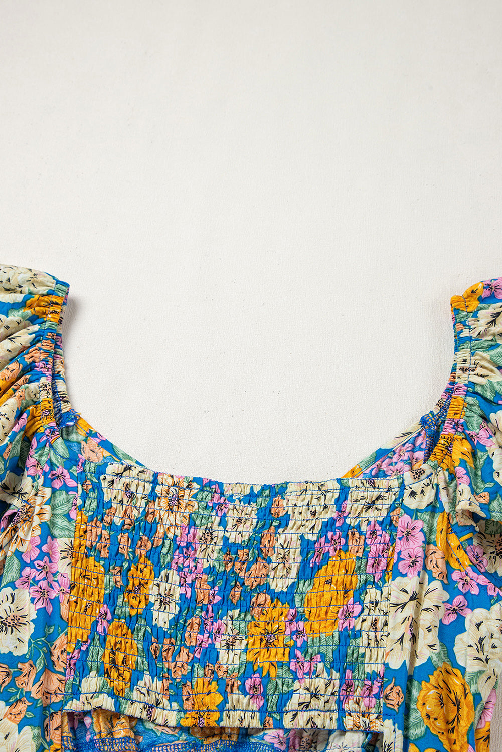 Yellow Floral Allover Print Shirred Cut Out High Waist Jumpsuit - Premium Bottoms/Jumpsuits & Rompers from Ashes 2 Wildflowers Boutique, LLC- Just $35.55! Shop now at Ashes 2 Wildflowers Boutique, LLC