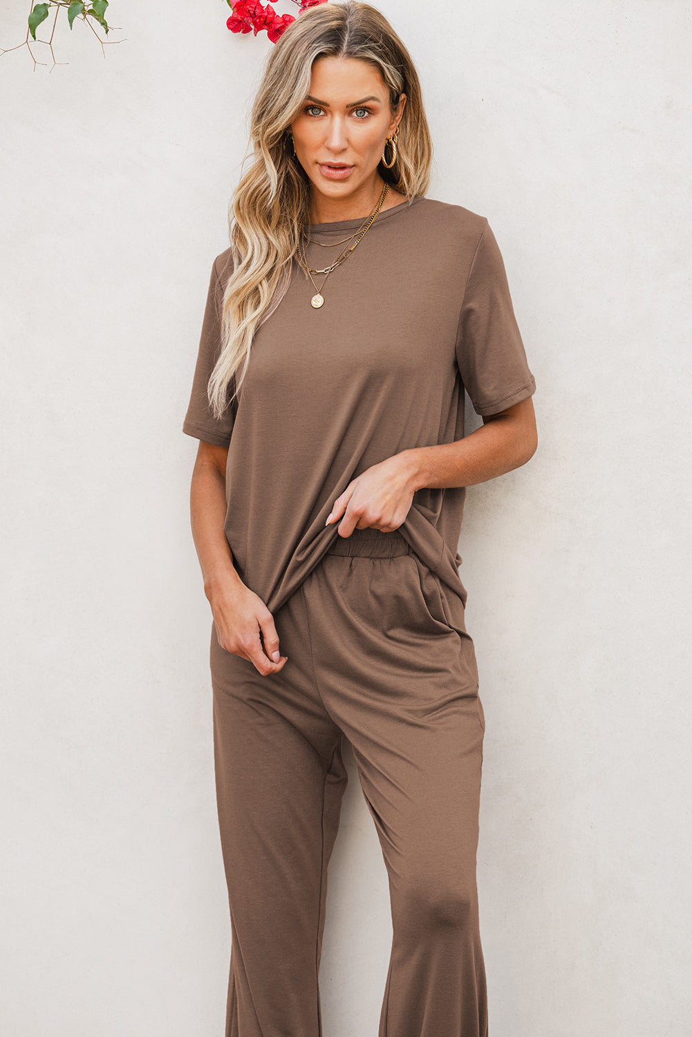 Smoke Gray Solid Color T Shirt 2pcs Wide Leg Pants Set - Premium Two Piece Sets/Pant Sets from Ashes 2 Wildflowers Boutique, LLC- Just $32.81! Shop now at Ashes 2 Wildflowers Boutique, LLC