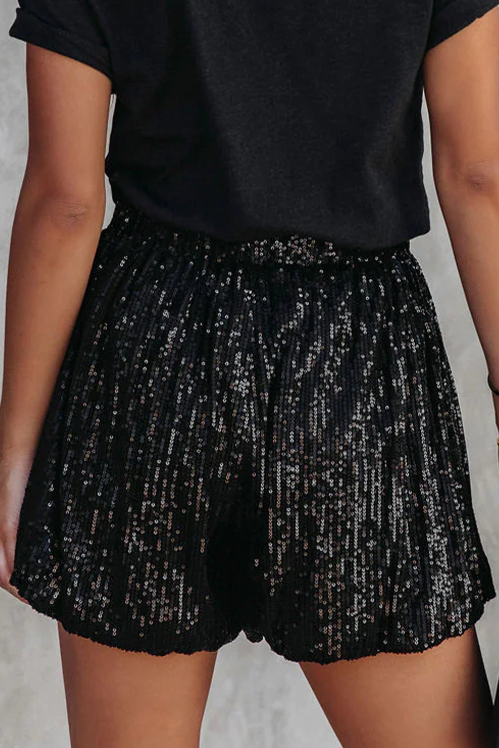 Black Sequin Straight Leg High Waist Casual Shorts - Premium Bottoms from Momma Done Gone Crafty- Just $49.20! Shop now at Momma Done Gone Crafty