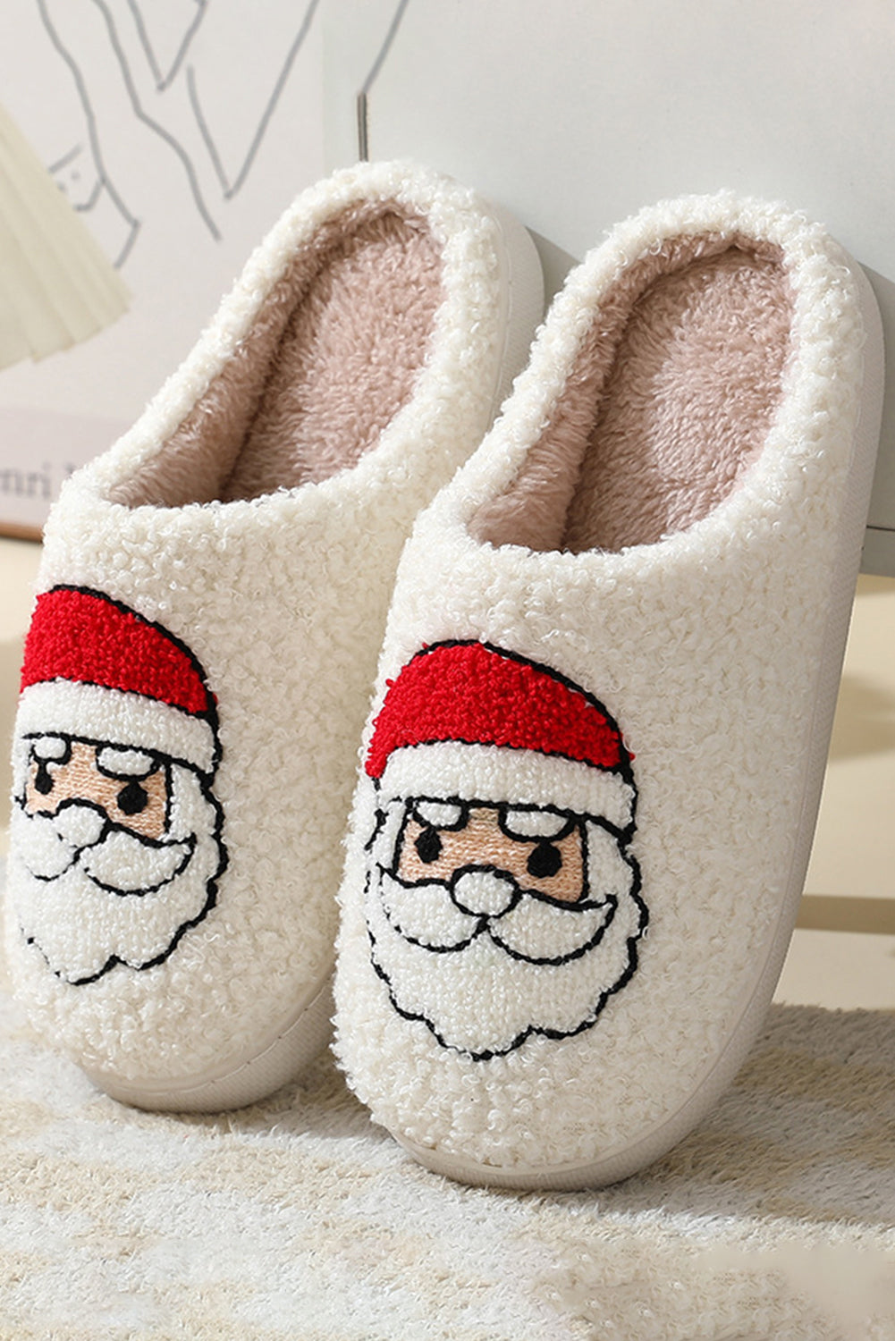 White Christmas Santa Clause Graphic Plush Slippers - Premium Shoes & Bags from Momma Done Gone Crafty- Just $21.99! Shop now at Momma Done Gone Crafty