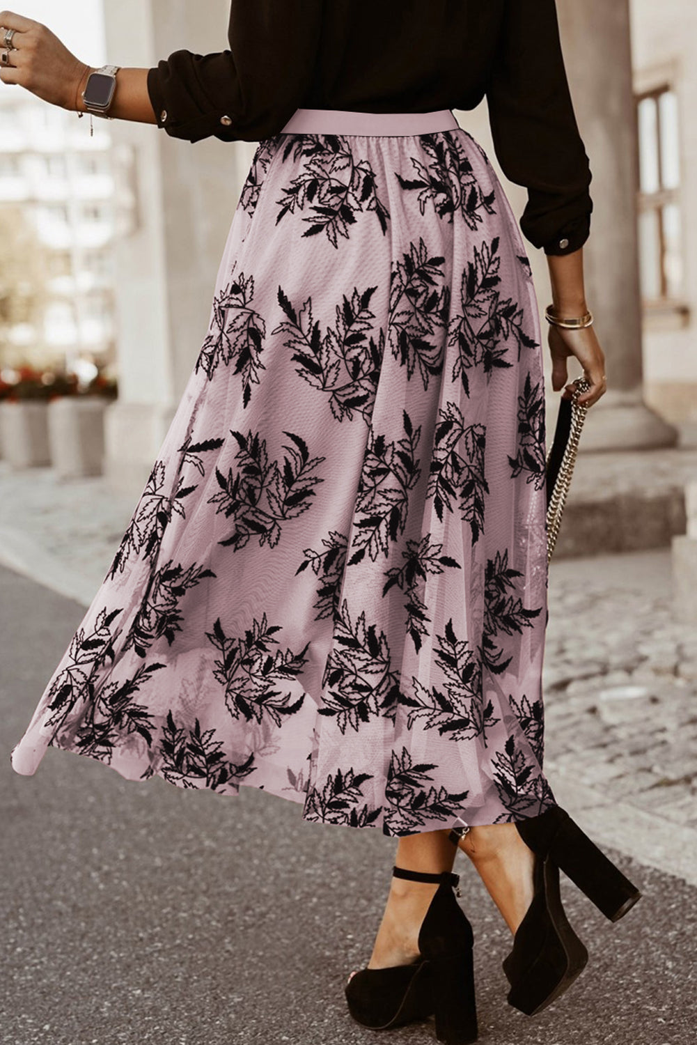 Peach Blossom Floral Leaves Embroidered High Waist Maxi Skirt - Premium Bottoms/Skirts & Petticoat from Ashes 2 Wildflowers Boutique, LLC- Just $16.59! Shop now at Ashes 2 Wildflowers Boutique, LLC