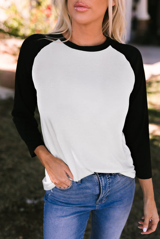 Black Color Block Raglan Sleeve Pullover Top - Premium Tops from Momma Done Gone Crafty- Just $44.10! Shop now at Momma Done Gone Crafty