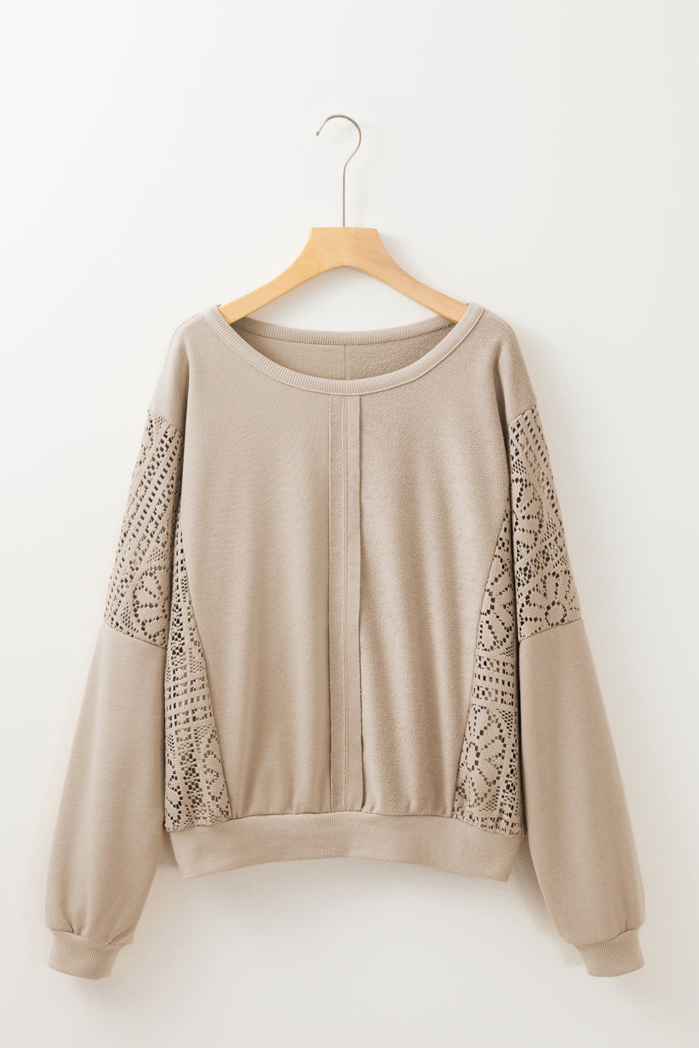 Parchment Knit Crochet Exposed Seam Ribbed Trim Sweatshirt - Premium Tops/Sweatshirts & Hoodies from Ashes 2 Wildflowers Boutique, LLC- Just $24.15! Shop now at Ashes 2 Wildflowers Boutique, LLC