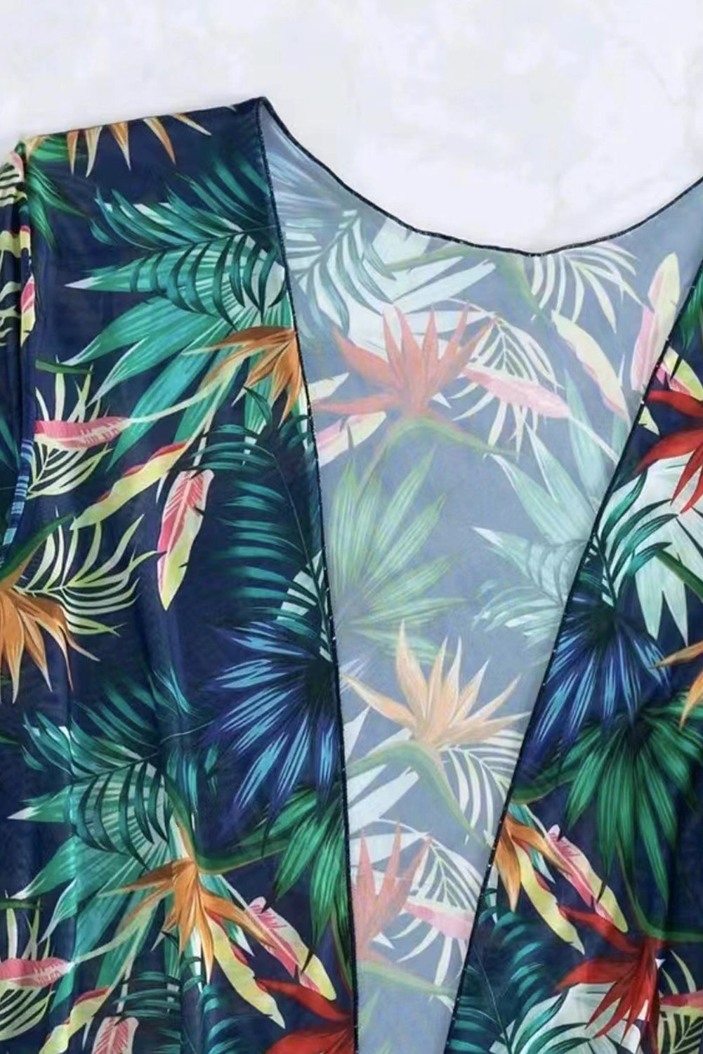 Black 3pcs Tropical Contrast Trim Halter Bikini Set with Cover up - Premium Swimwear/Bikinis from Ashes 2 Wildflowers Boutique, LLC- Just $25.86! Shop now at Ashes 2 Wildflowers Boutique, LLC