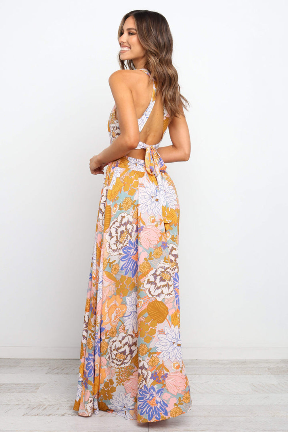 Orange Boho Floral Backless Lace up Sleeveless Maxi Dress - Premium Dresses/Maxi Dresses from Ashes 2 Wildflowers Boutique, LLC- Just $41.19! Shop now at Ashes 2 Wildflowers Boutique, LLC