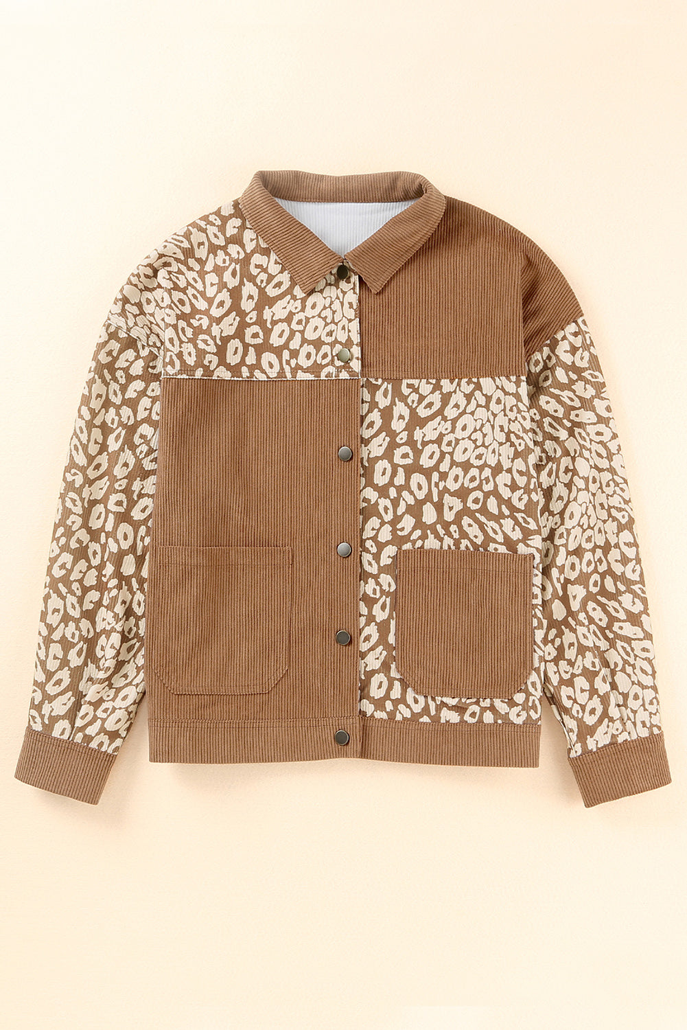 Brown Leopard Print Corduroy Long Sleeve Jacket - Premium Outerwear from Momma Done Gone Crafty- Just $48.90! Shop now at Momma Done Gone Crafty