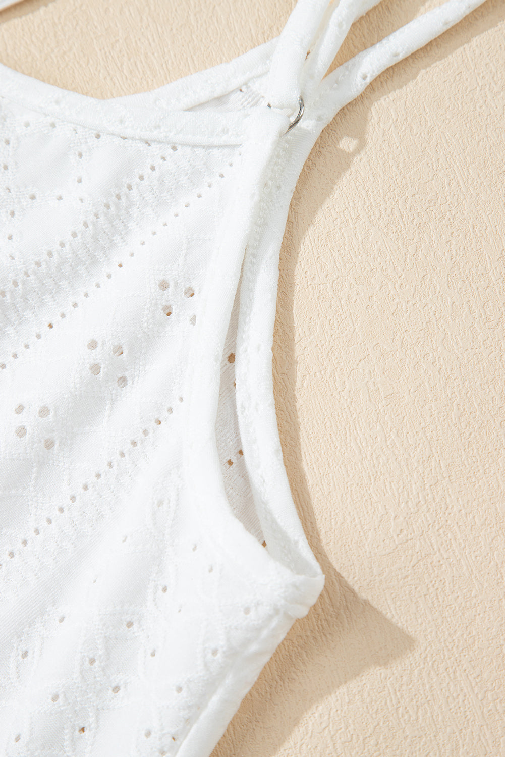 White Eyelet Strappy Scoop-Neck Tank Top - Premium Tops from Momma Done Gone Crafty- Just $12! Shop now at Momma Done Gone Crafty