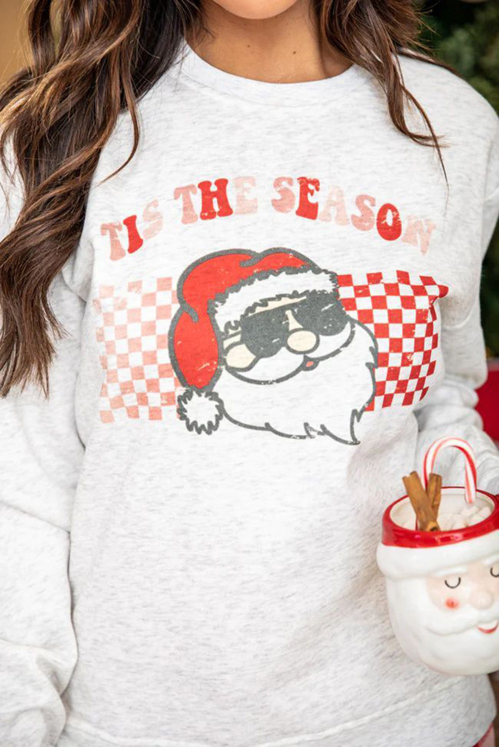 Multicolor Christmas Claus Graphic Top Plaid Pants Lounge Set - Premium Loungewear from Momma Done Gone Crafty- Just $45.99! Shop now at Momma Done Gone Crafty