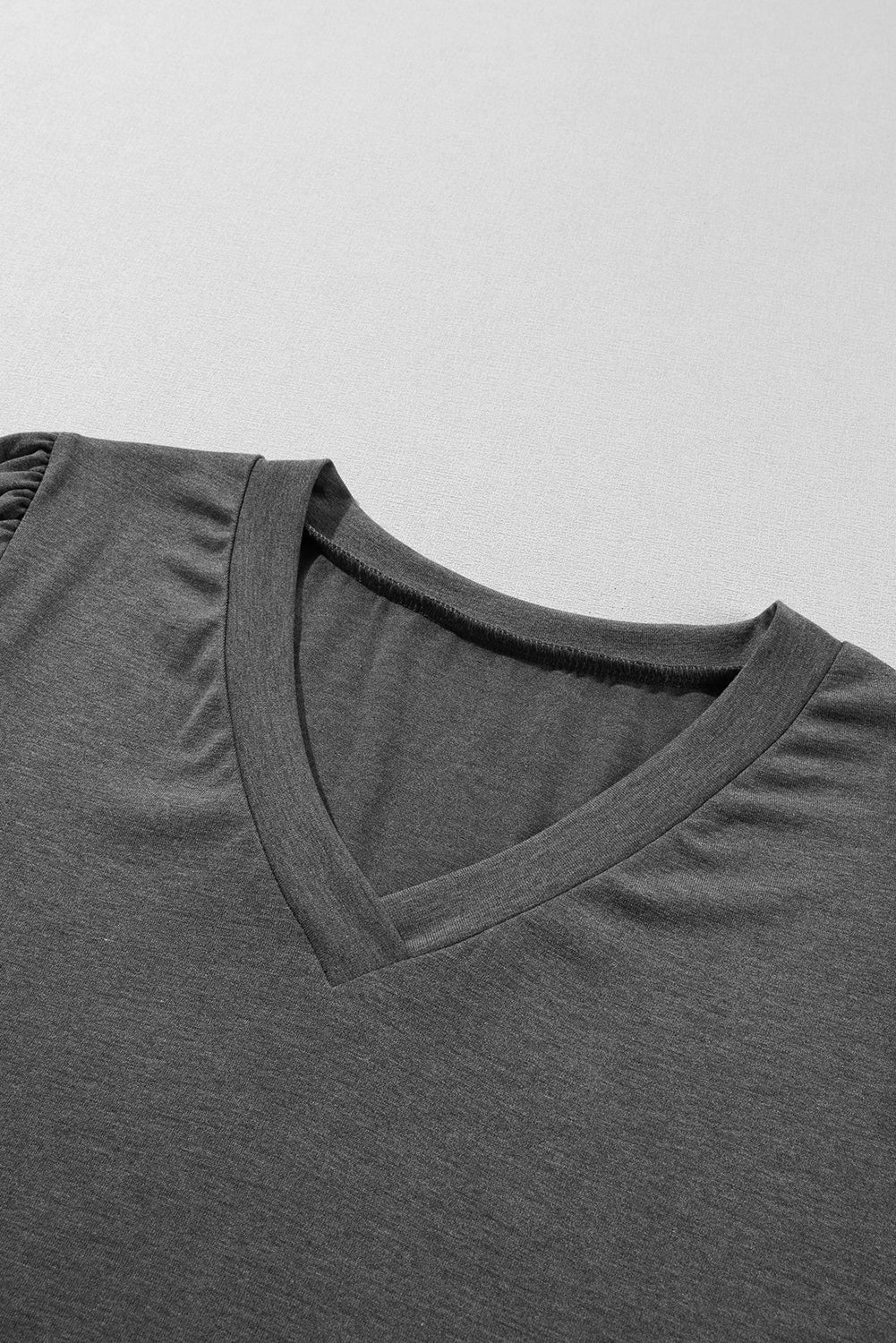 Carbon Grey Fashion Petal Sleeve V Neck T Shirt - Premium Tops/Tops & Tees from Momma Done Gone Crafty- Just $16.99! Shop now at Momma Done Gone Crafty