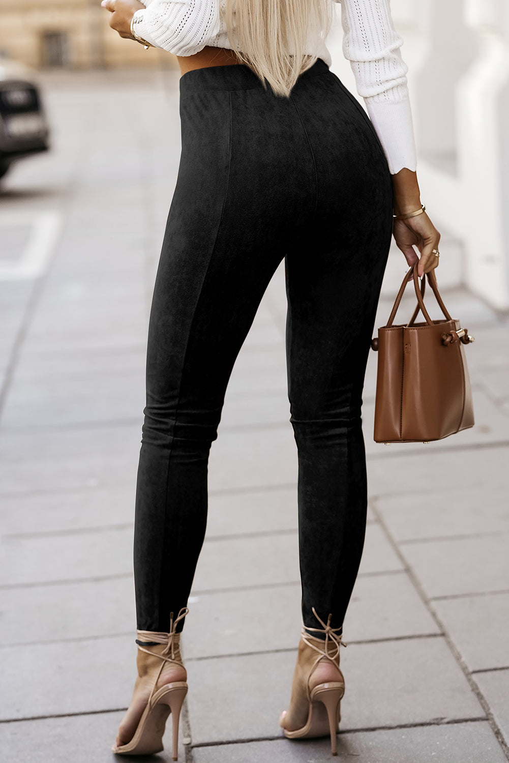 Black High Waist Faux Suede Skinny Leggings - Premium Bottoms/Leggings from Ashes 2 Wildflowers Boutique, LLC- Just $16.11! Shop now at Ashes 2 Wildflowers Boutique, LLC