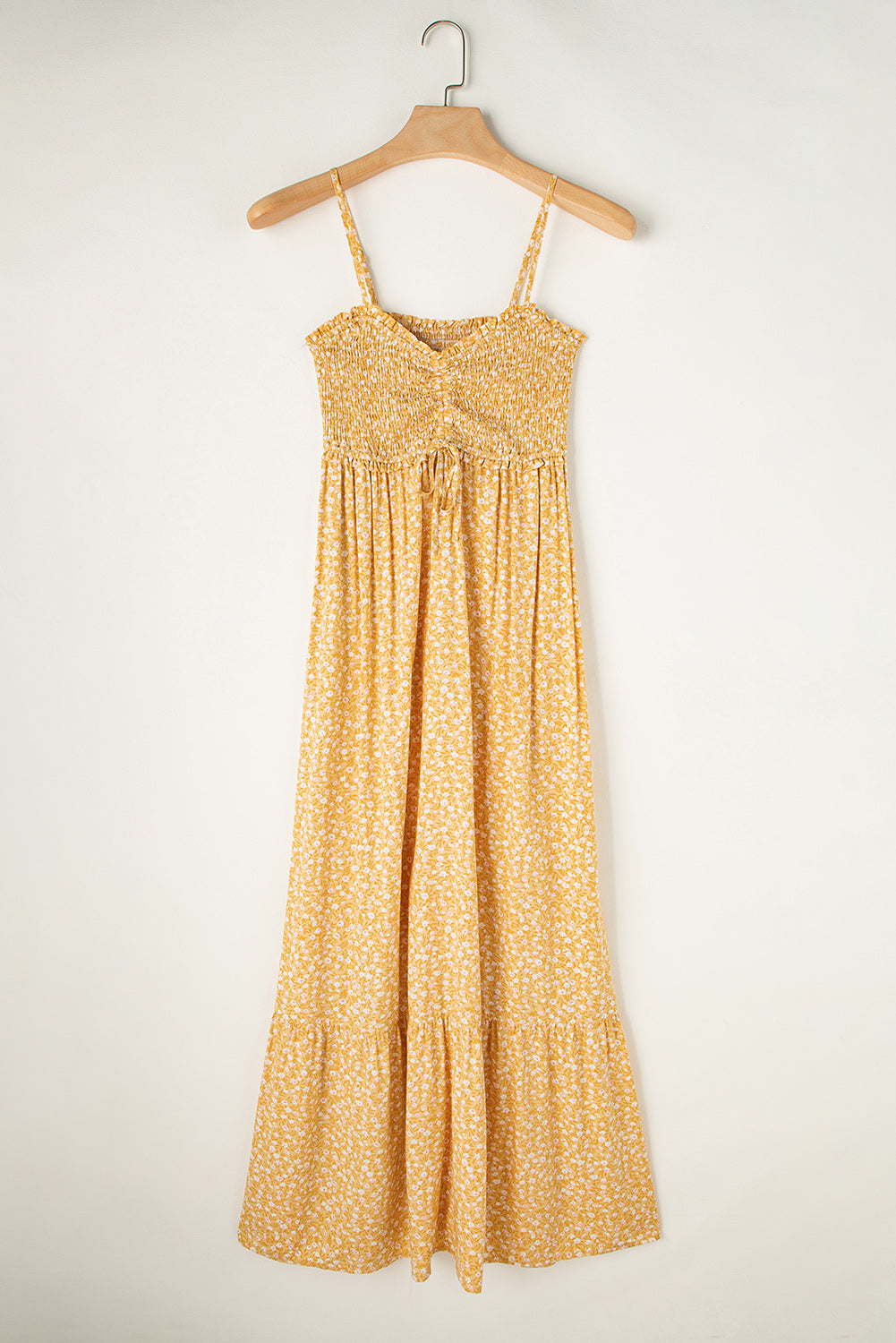 Yellow Frilly Smocked High Waist Floral Maxi Dress - Premium Dresses/Maxi Dresses from Ashes 2 Wildflowers Boutique, LLC- Just $36.54! Shop now at Ashes 2 Wildflowers Boutique, LLC
